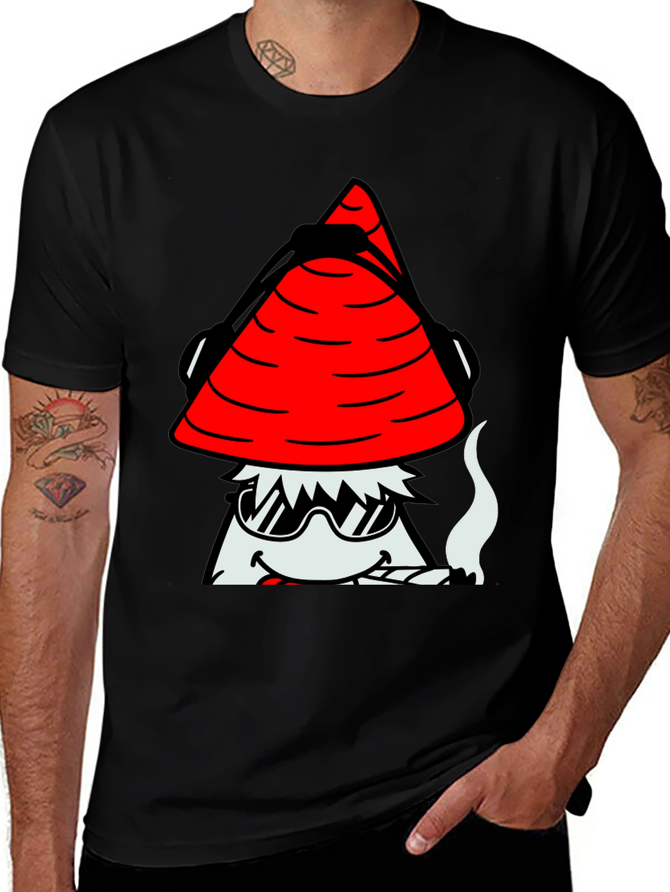 Variant 27 of Cool Mushroom T-Shirt - Black Tee with Funky Graphic