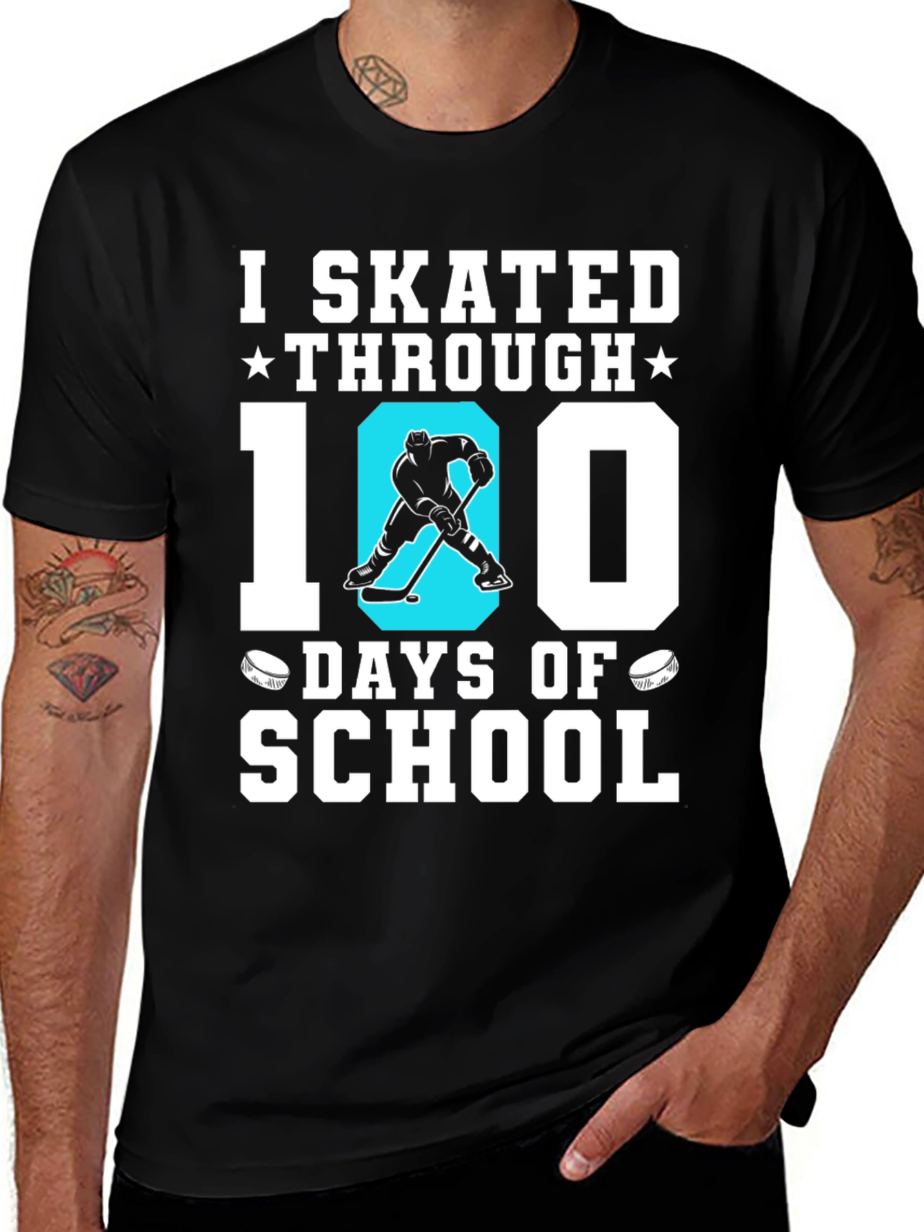 Variant 9 of I Skated Through 100 Days of School Hockey T-Shirt