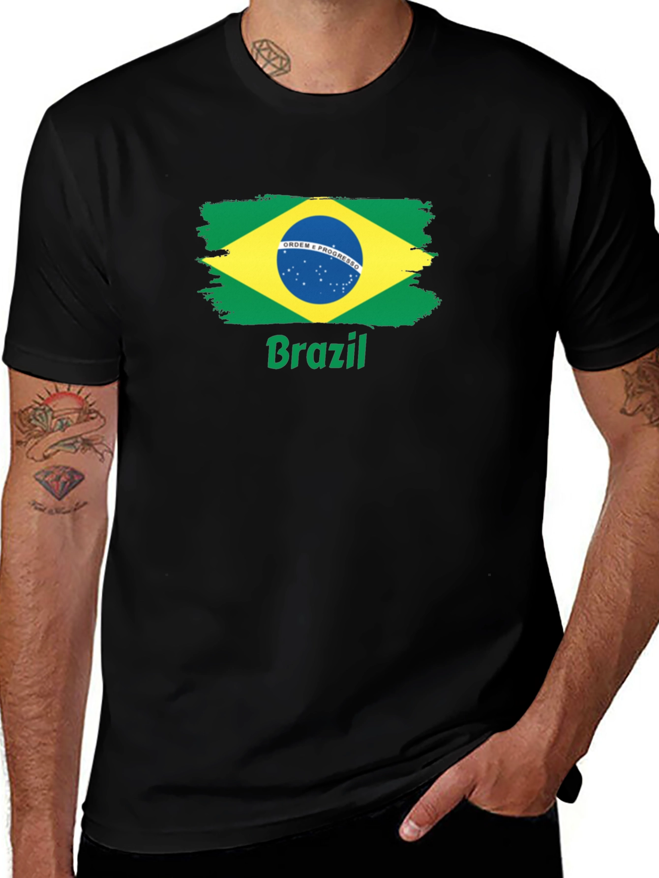 Variant 2 of Brazil Flag Graphic Tee - Black