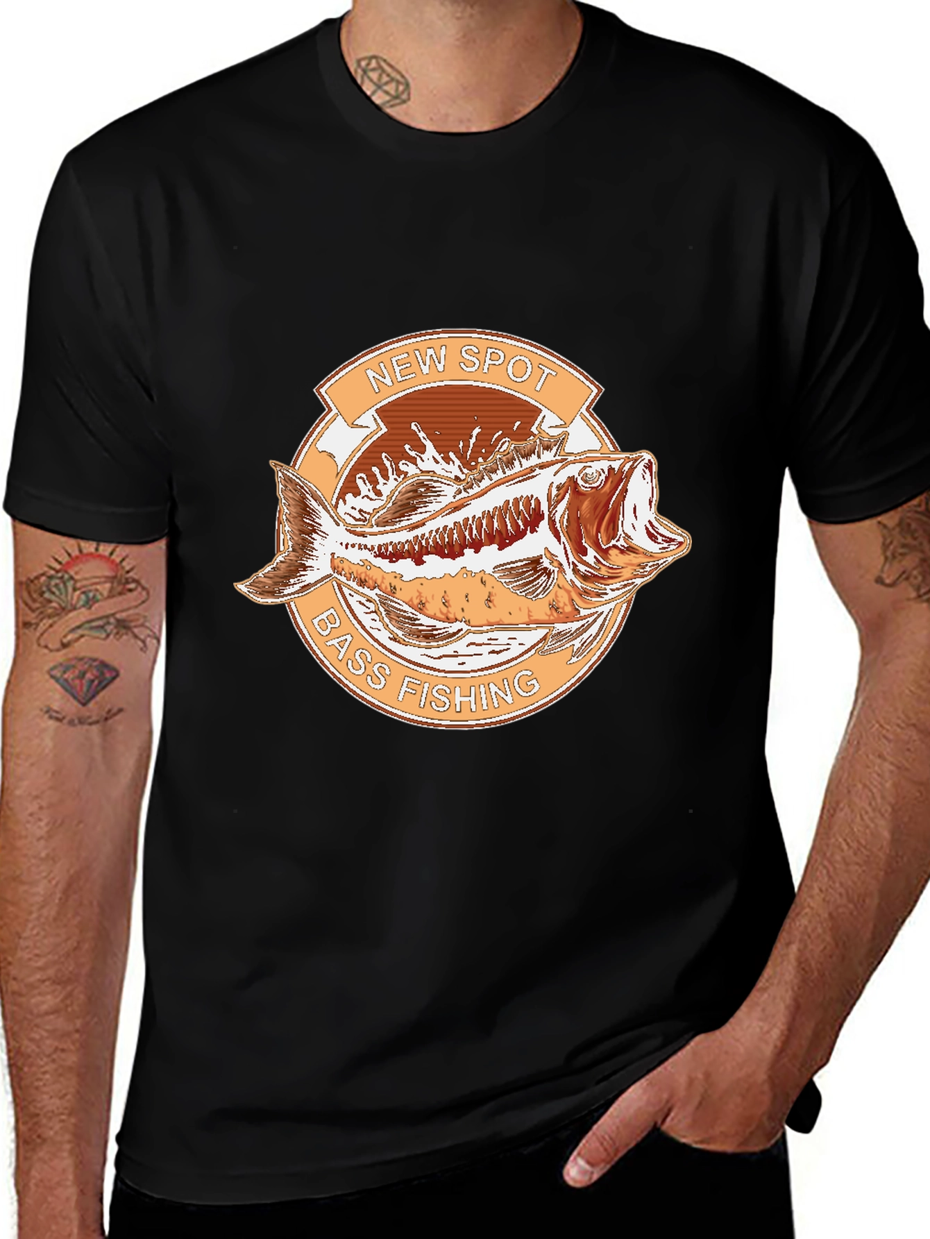 New Spot Bass Fishing Graphic T-Shirt