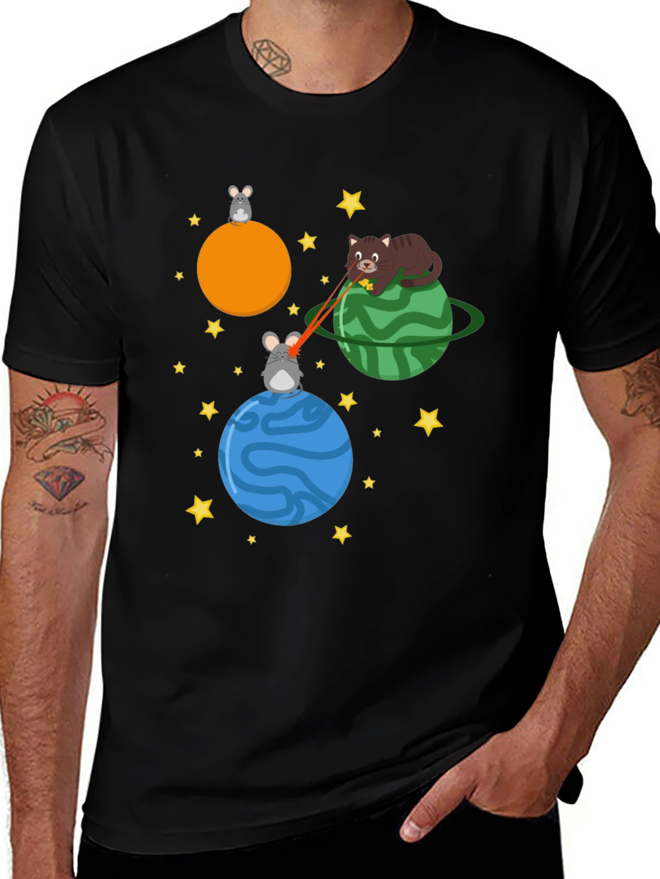 Variant 10 of Cosmic Cat & Mouse Laser Beam T-Shirt
