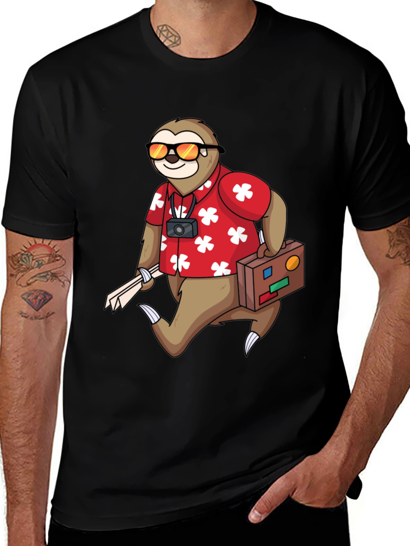 Variant 17 of Sloth Tourist Graphic Tee - Comfy & Fun