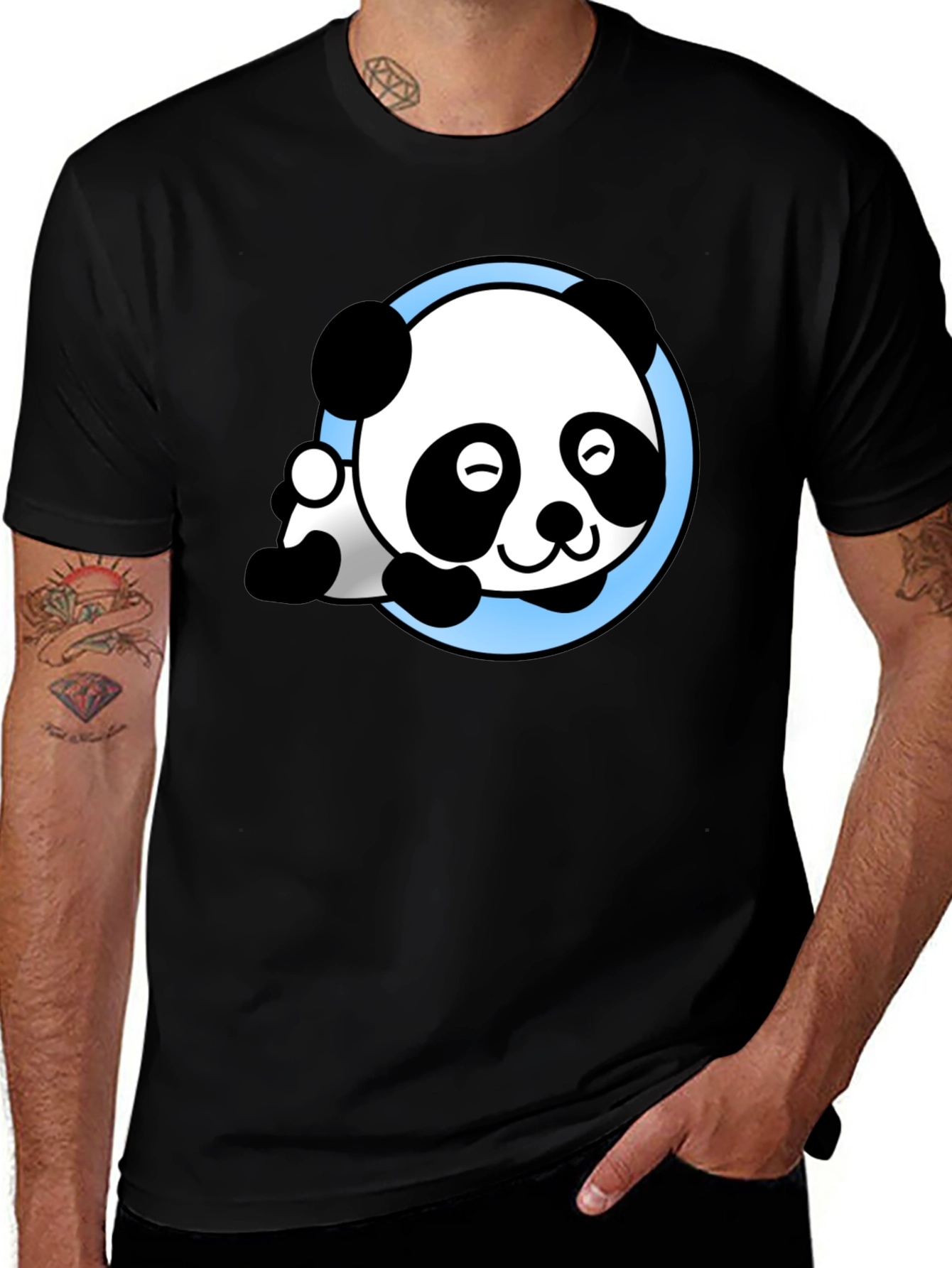 Variant 22 of Cute Panda Graphic Tee - Soft Black T-Shirt