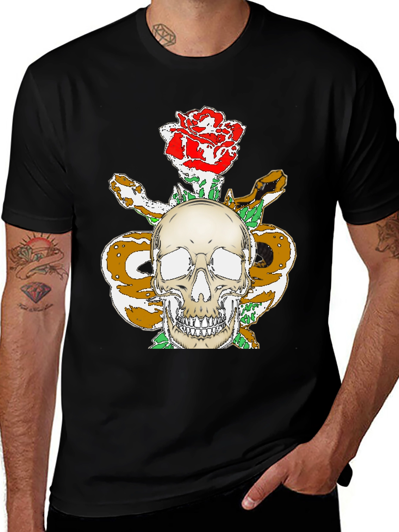Variant 25 of Skull Rose & Snake Graphic Tee