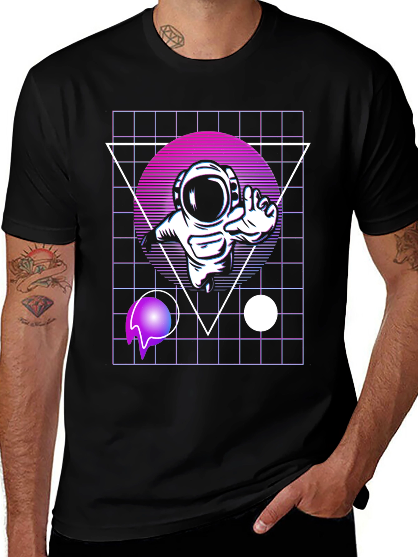 Variant 18 of Retro Spaceman Graphic Tee - Black T-Shirt