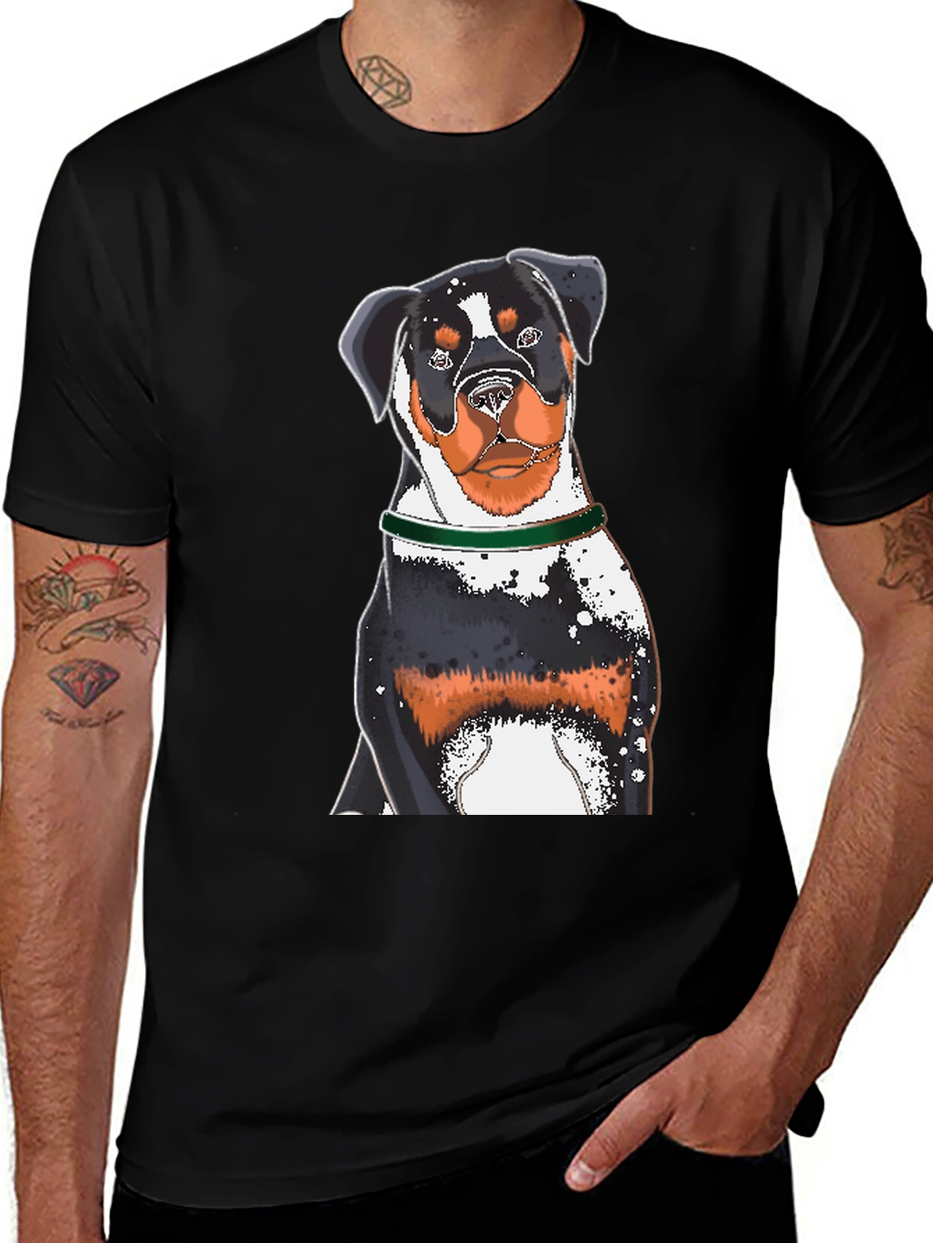 Variant 22 of Rottweiler Dog Graphic Black T-Shirt