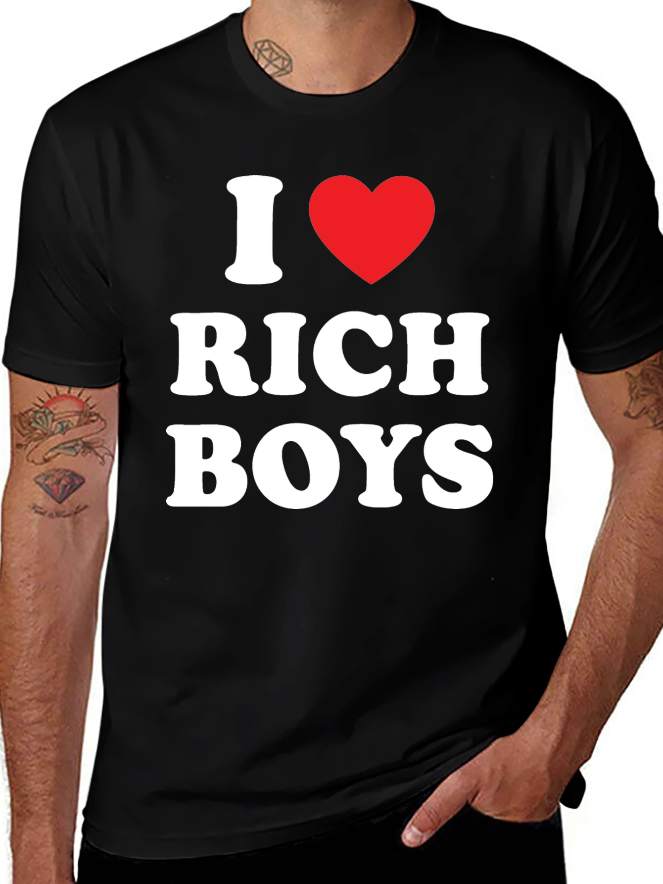 Black I Heart Rich Boys Tee - Men's Black T-Shirt main image
