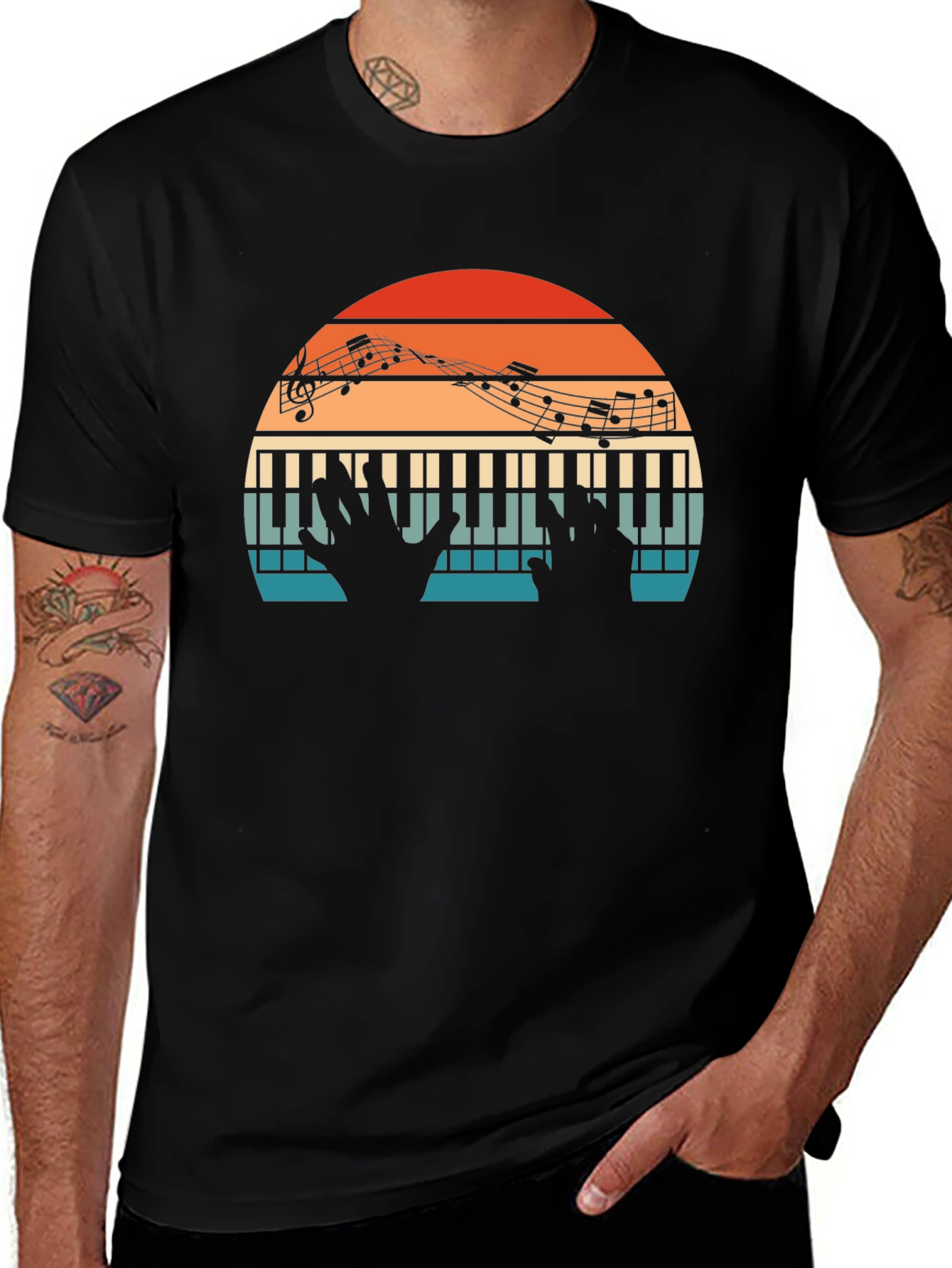 Variant 20 of Vintage Piano Music Notes T-Shirt