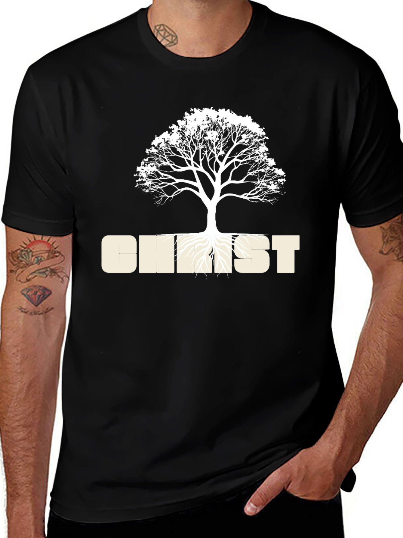 Variant 13 of Tree of Life Graphic T-Shirt - Black Cotton Blend