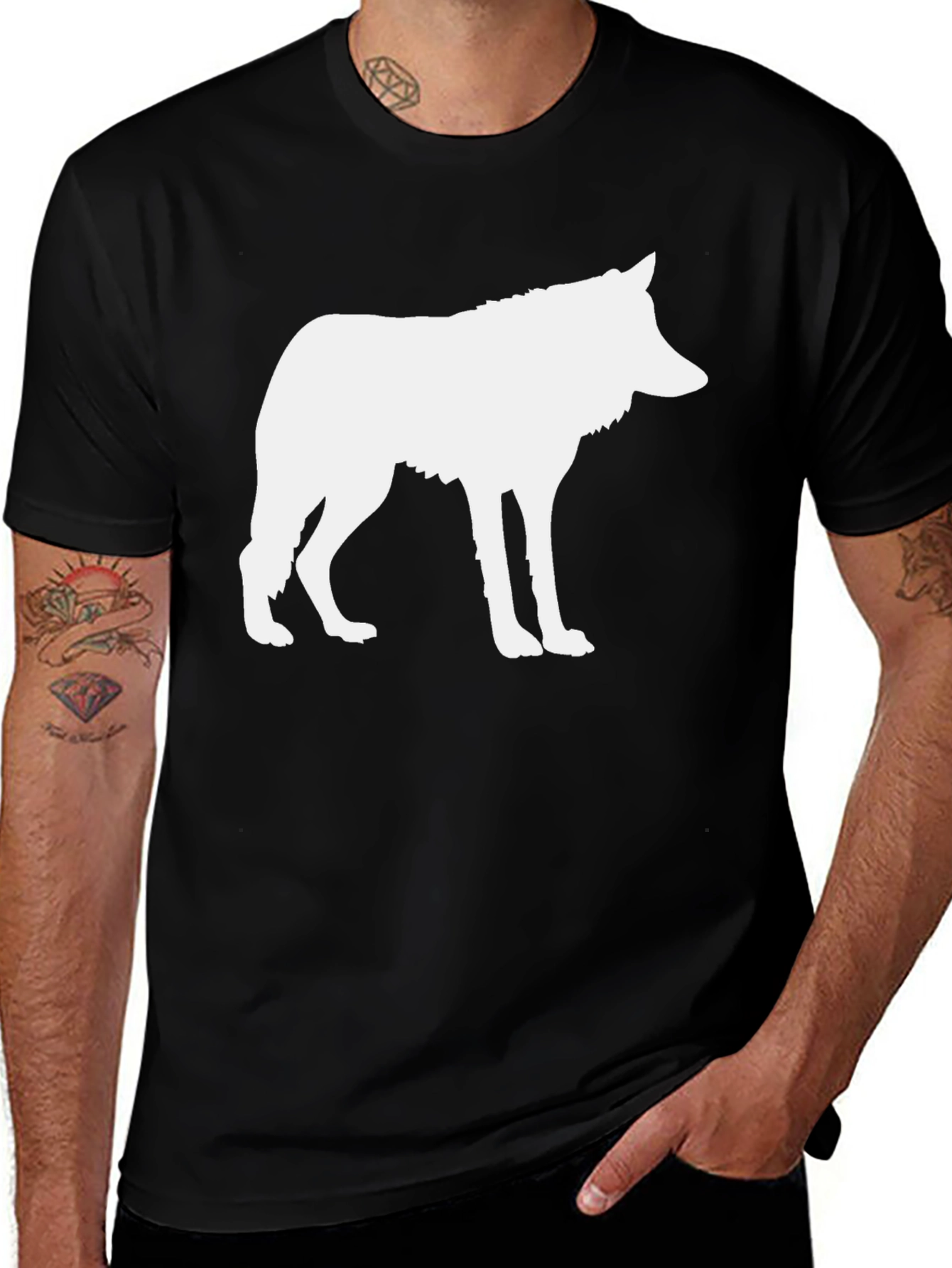 Black Wolf Silhouette Graphic T-Shirt main image