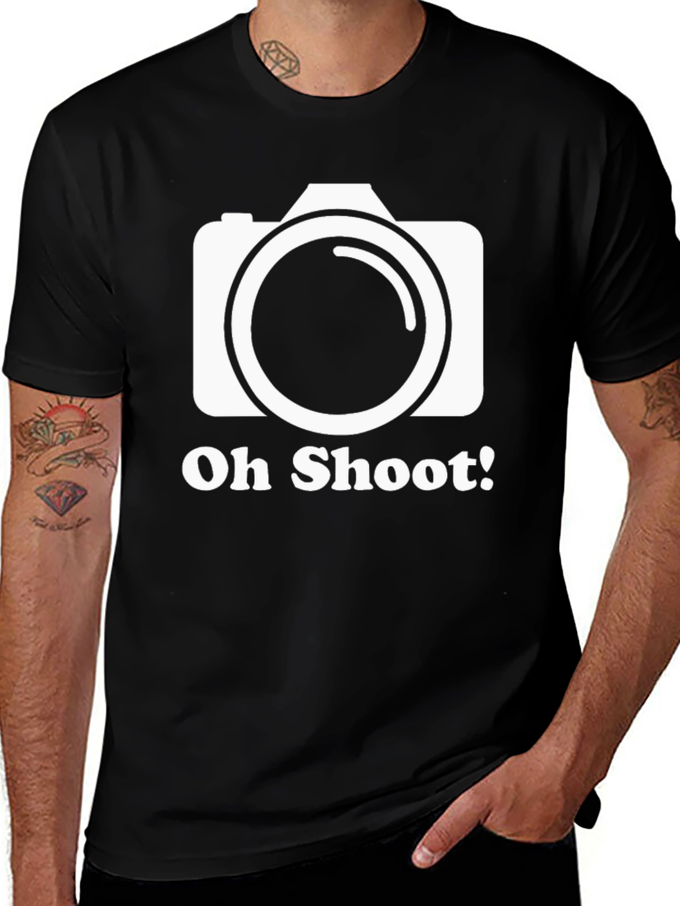 Variant 25 of Oh Shoot! Camera Graphic Black T-Shirt
