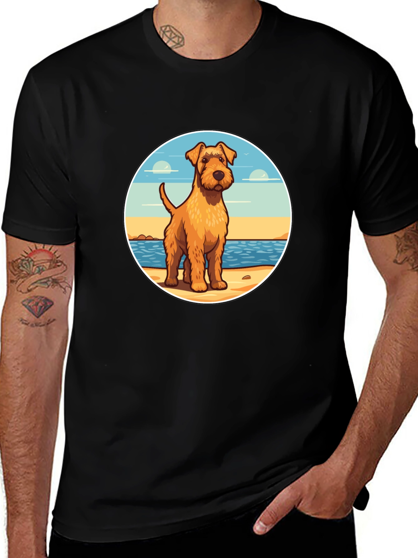 Variant 3 of Cartoon Dog Graphic Tee - Beach Vibes T-Shirt