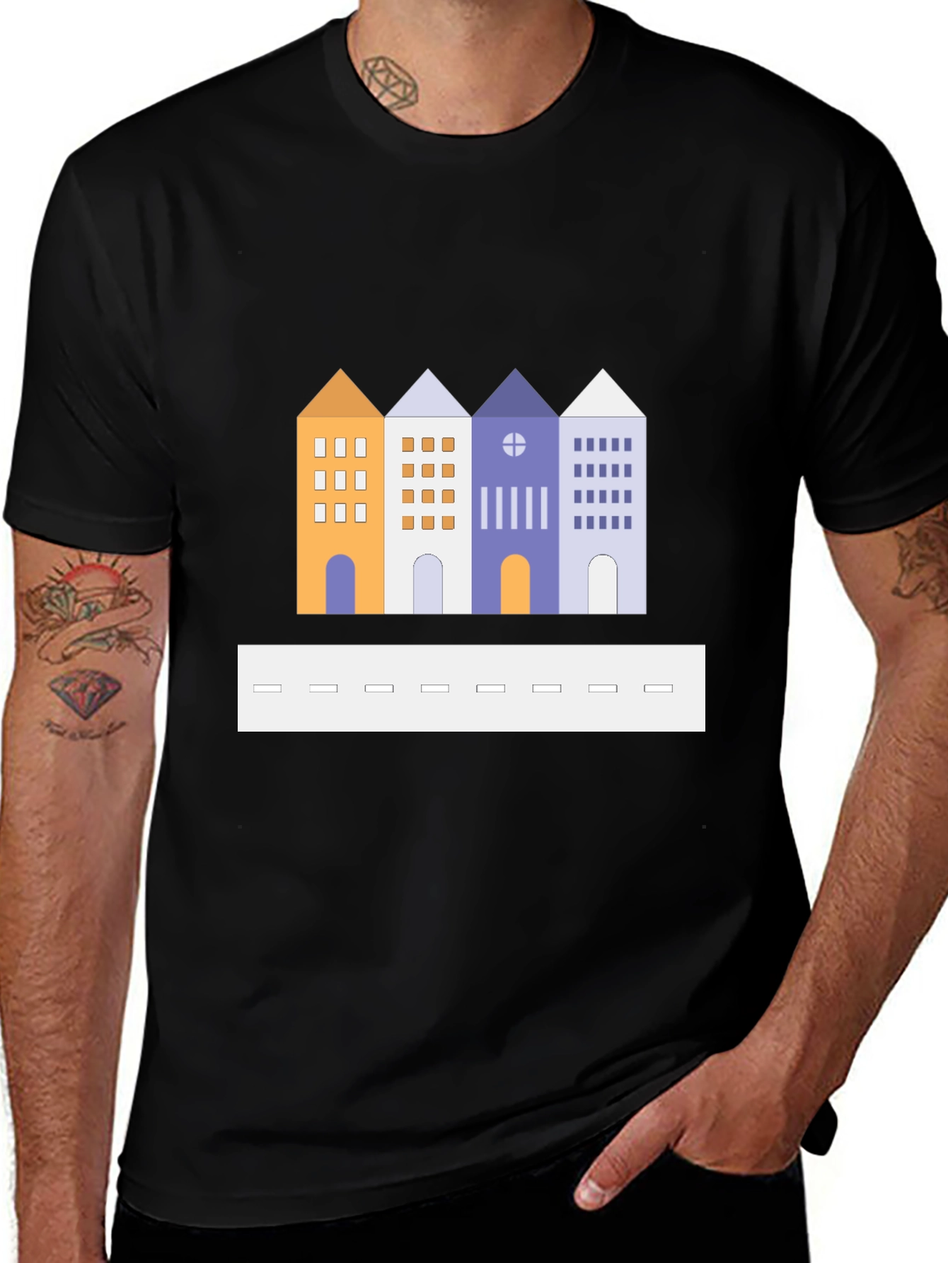 Variant 7 of Stylish Cityscape Graphic Tee - Black