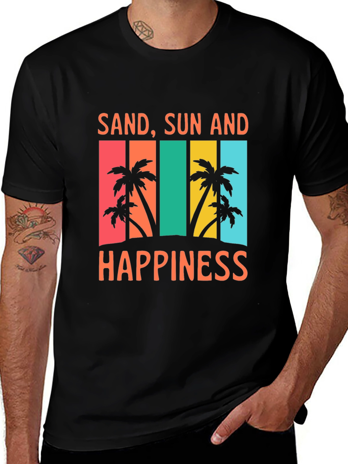 Variant 5 of Sand, Sun, and Happiness Graphic Tee