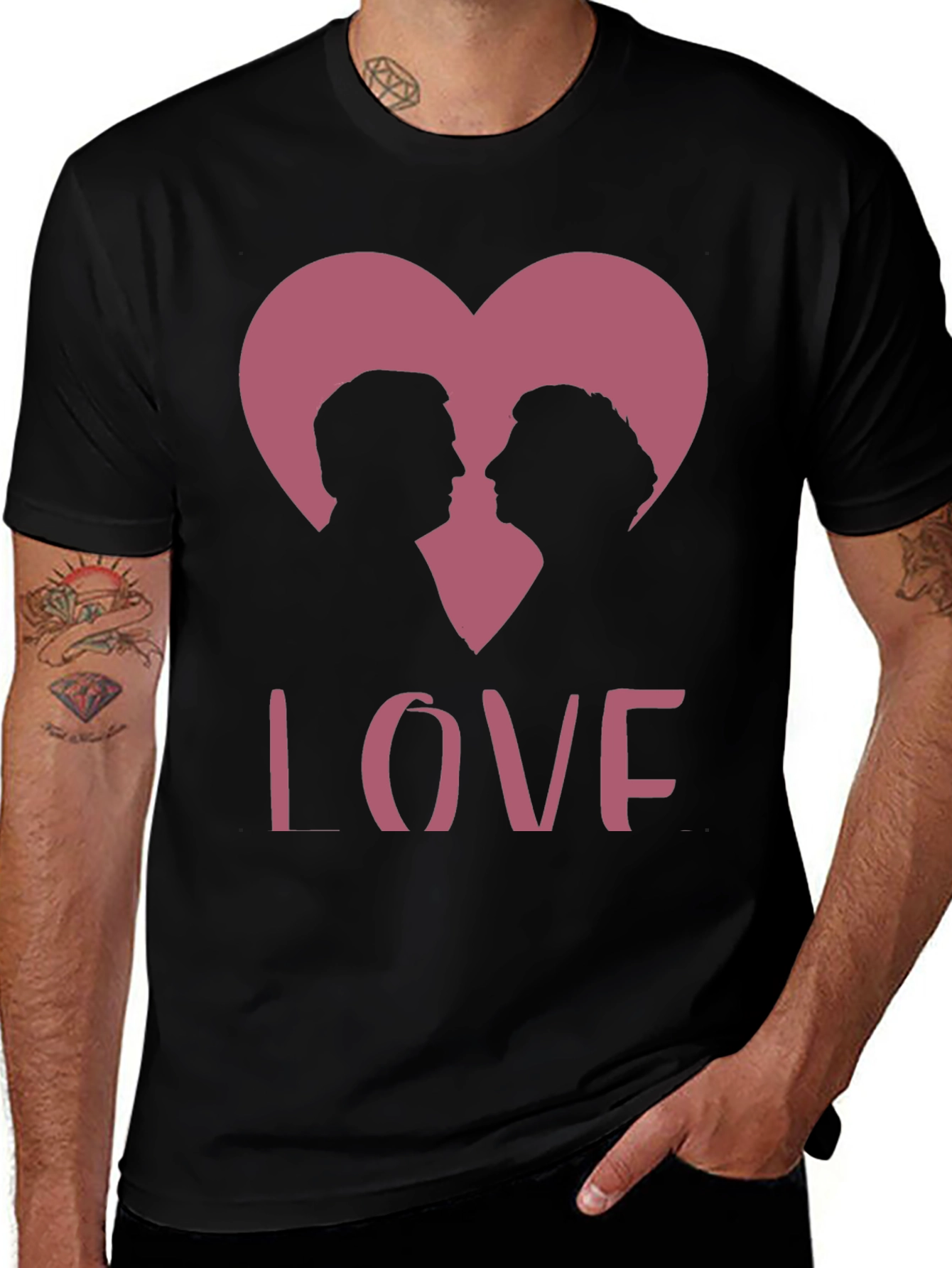 Variant 24 of Love Silhouette Heart Graphic Tee - Romantic Design