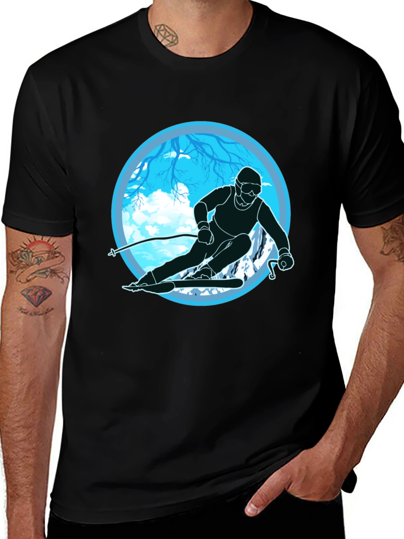 Variant 5 of Skiing Silhouette Graphic Tee