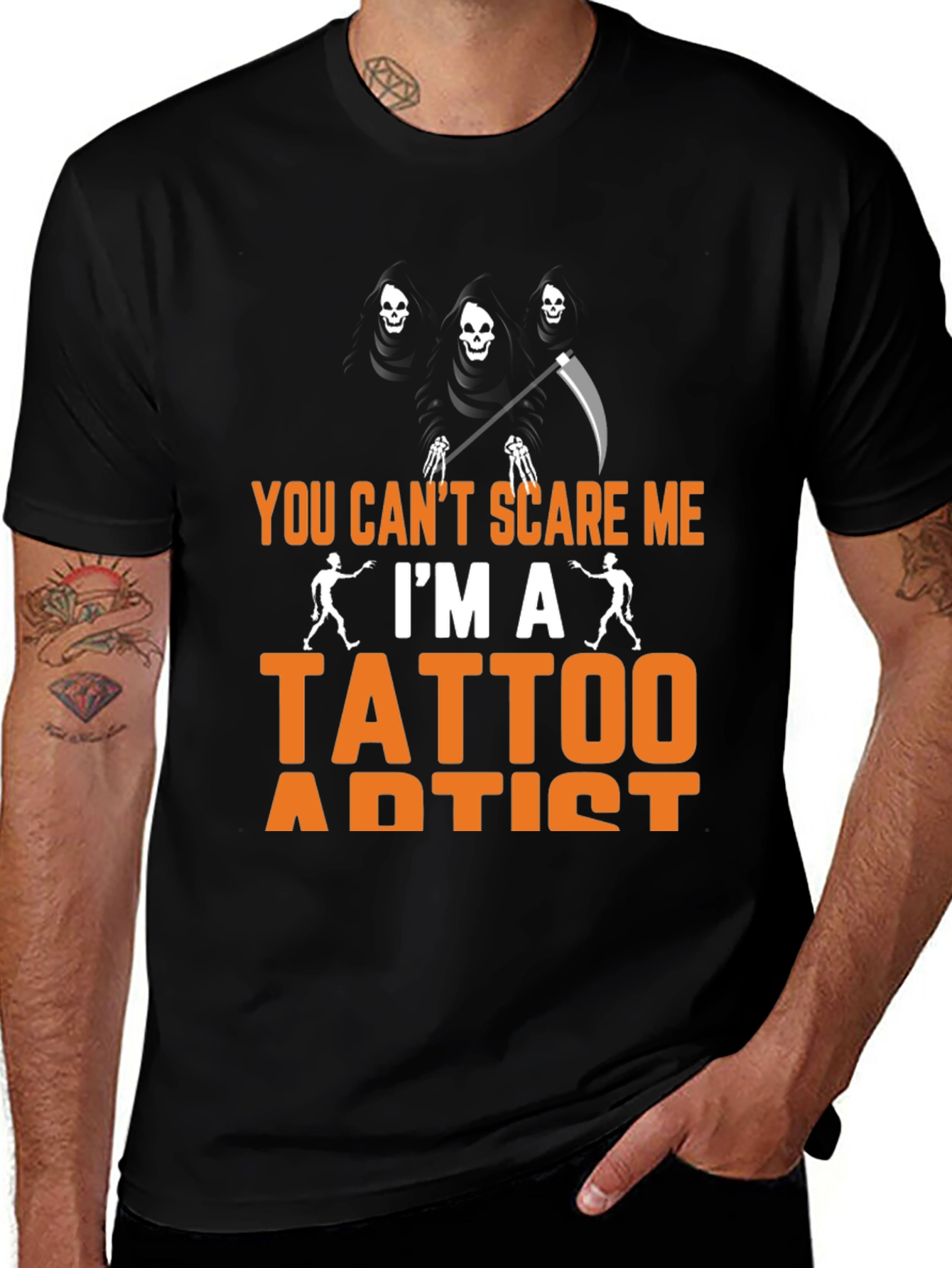 Variant 12 of You Can't Scare Me Tattoo Artist Graphic Tee