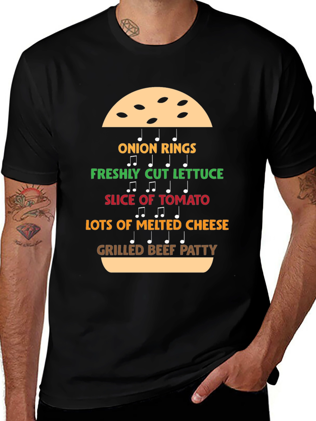 Burger Ingredients T-Shirt - Foodie Tee