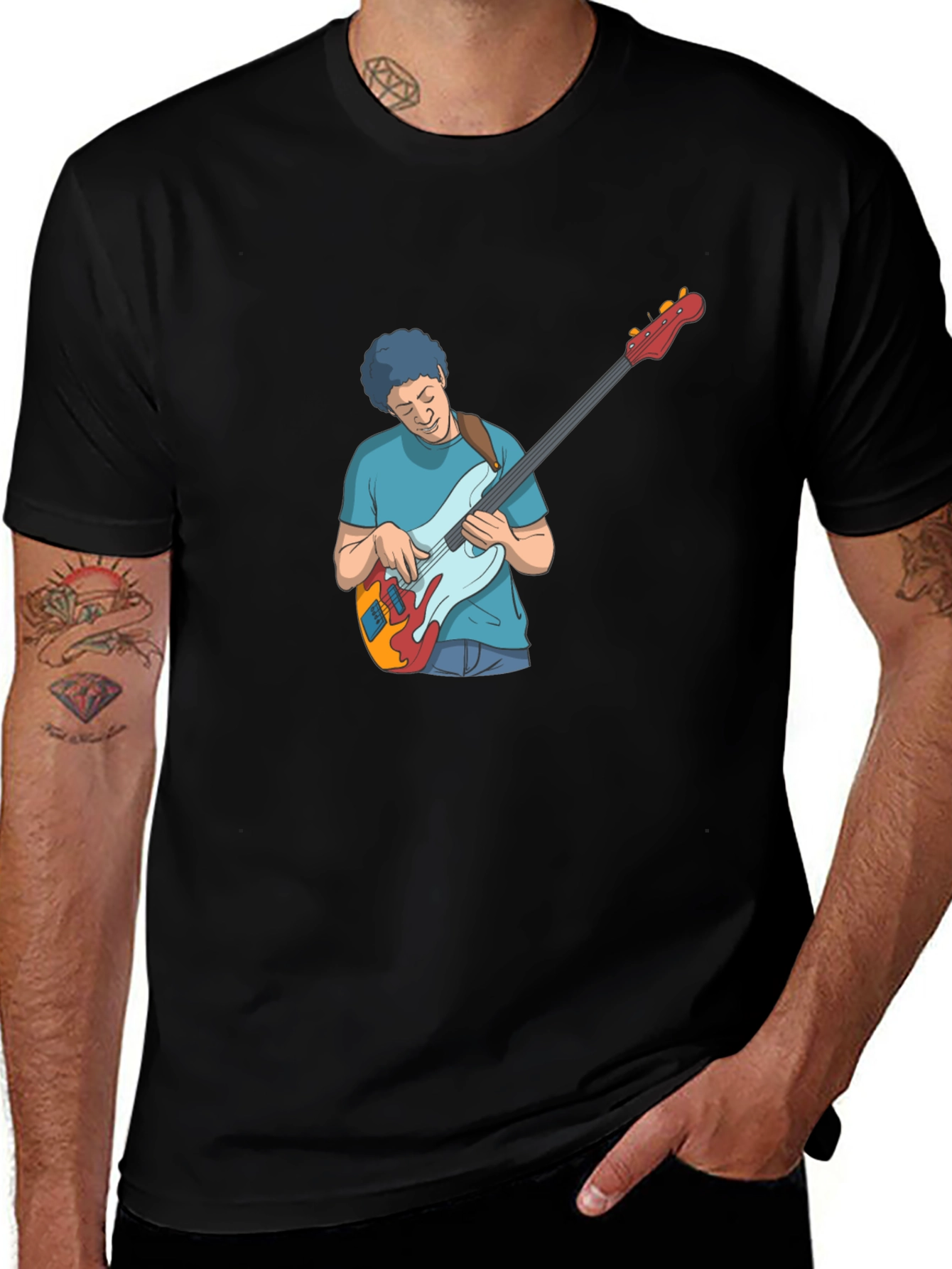 Musician Graphic Tee - Black Cotton T-Shirt