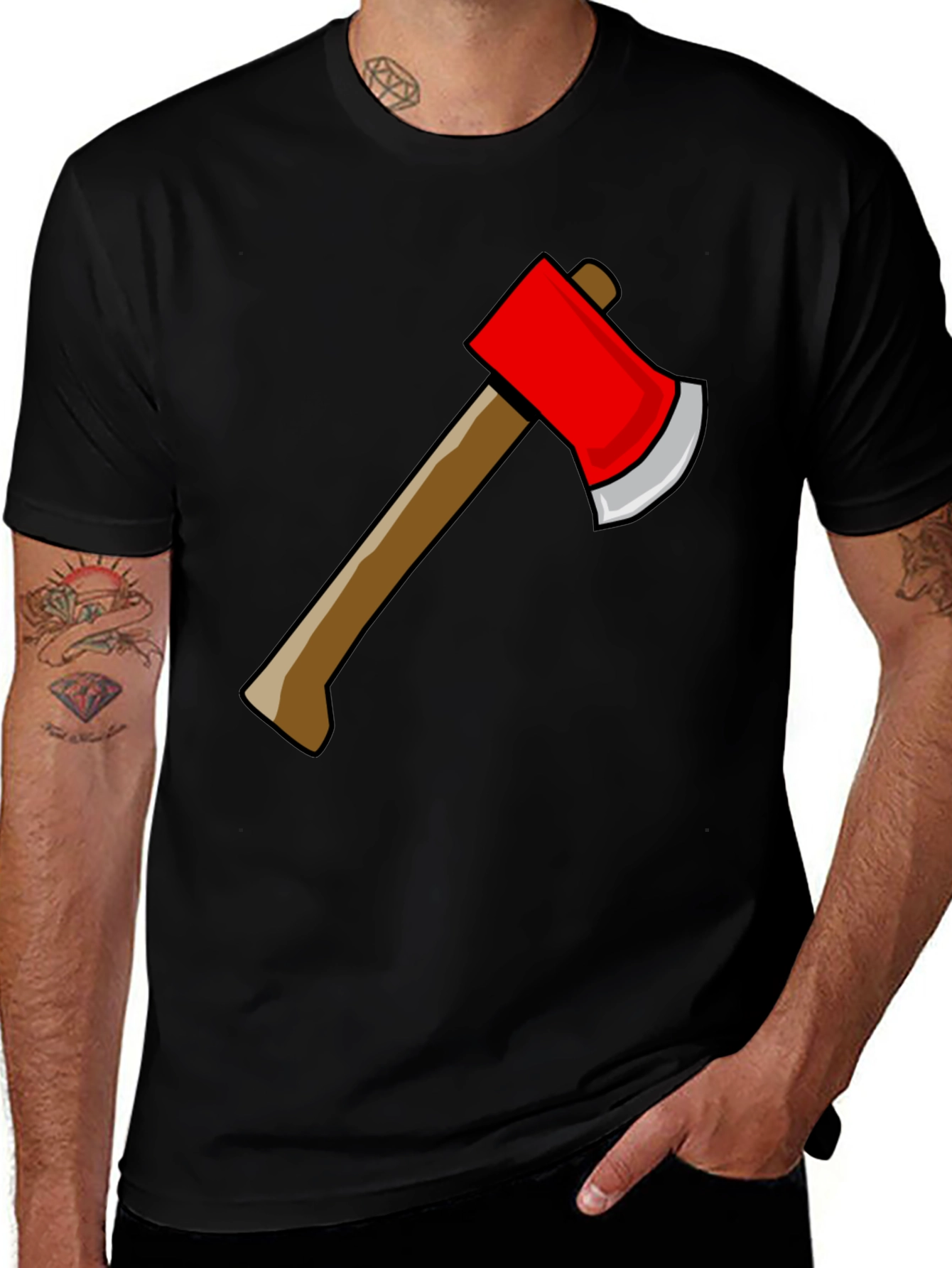Variant 13 of Axe Graphic Print T-Shirt - Lumberjack Style