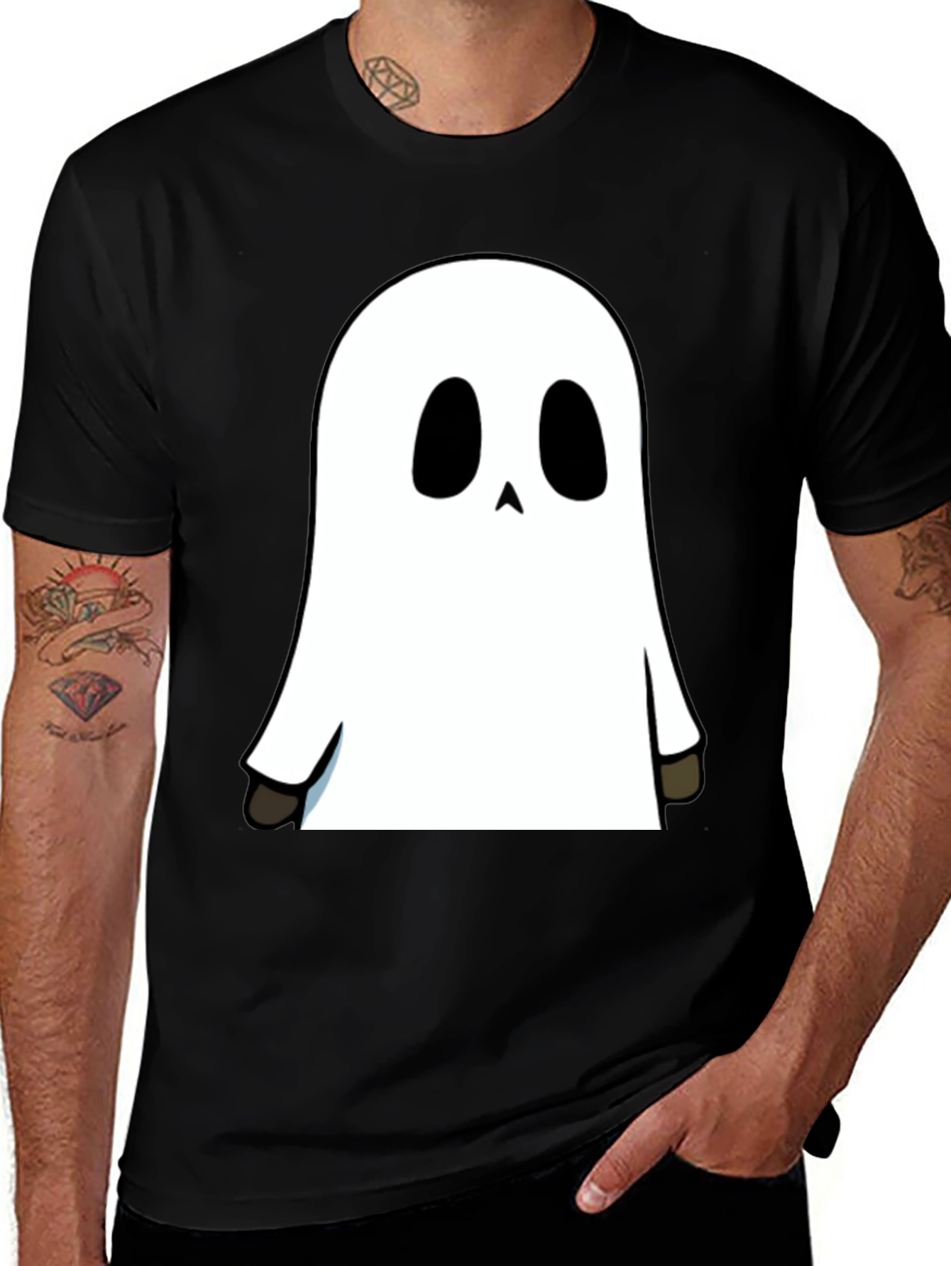 Variant 10 of Ghost Graphic Print Black Tee