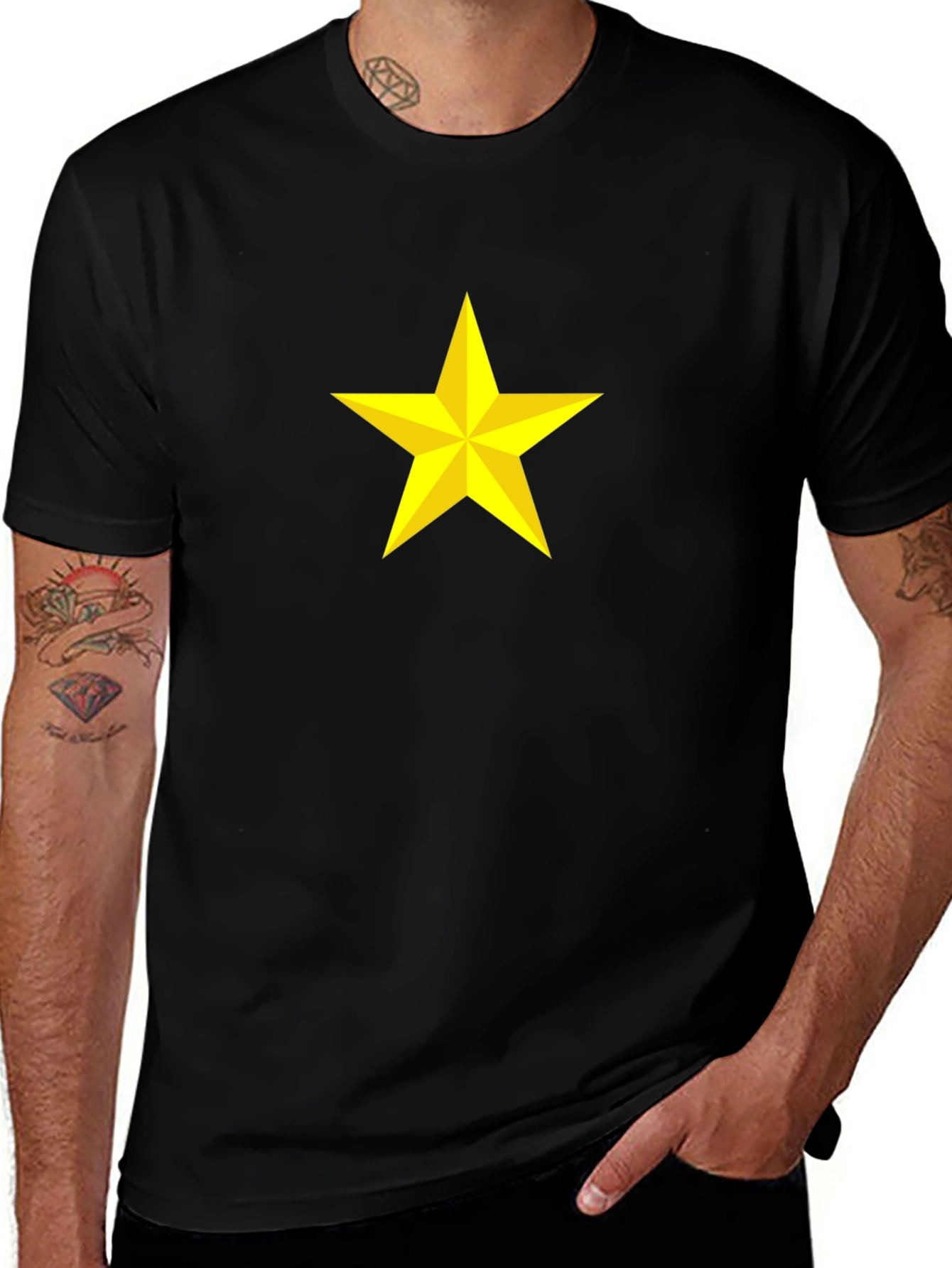 Variant 8 of Black T-Shirt with Yellow Star Graphic