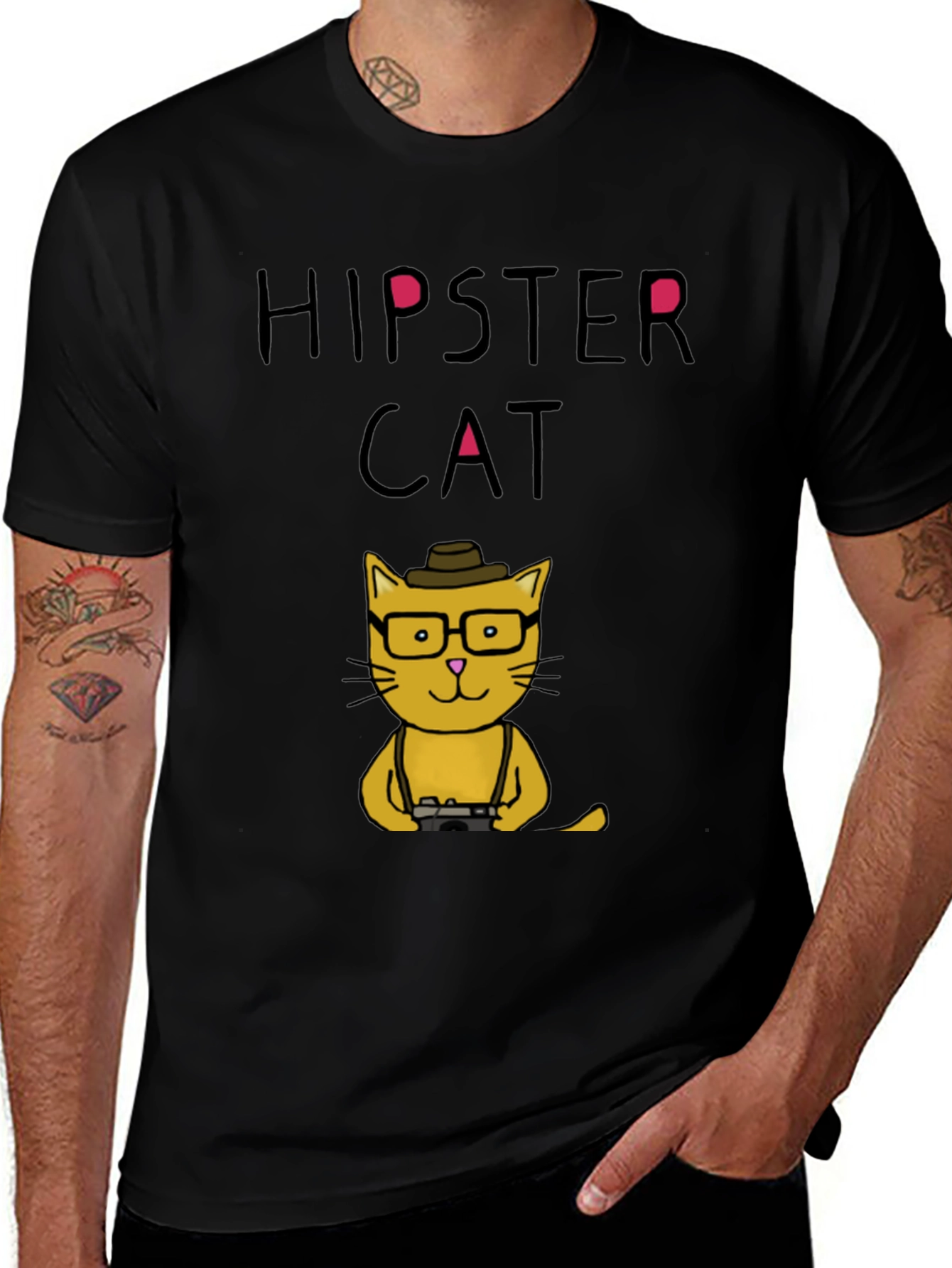 Variant 3 of Hipster Cat Graphic T-Shirt