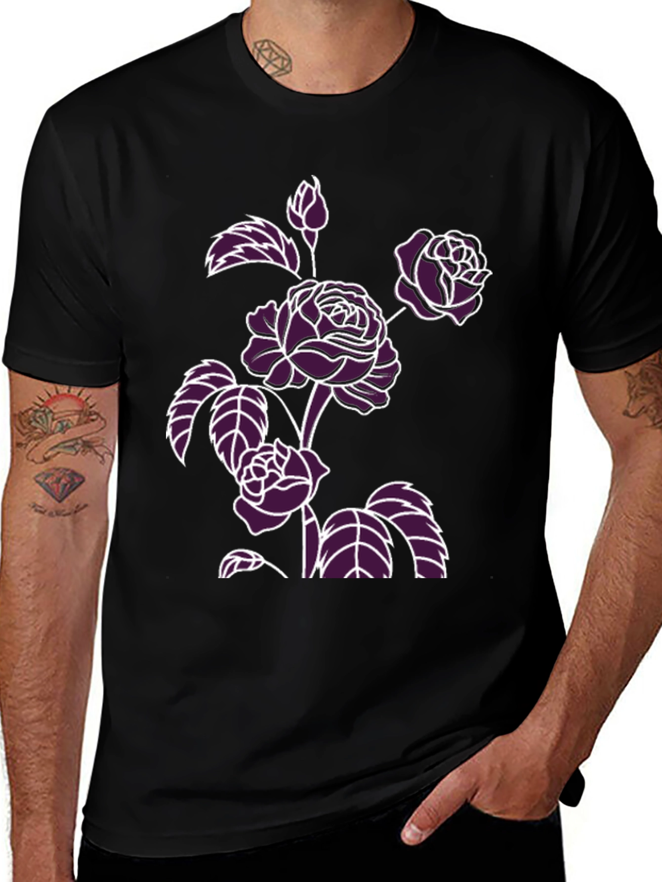 Floral Print T-Shirt - Bold Rose Design