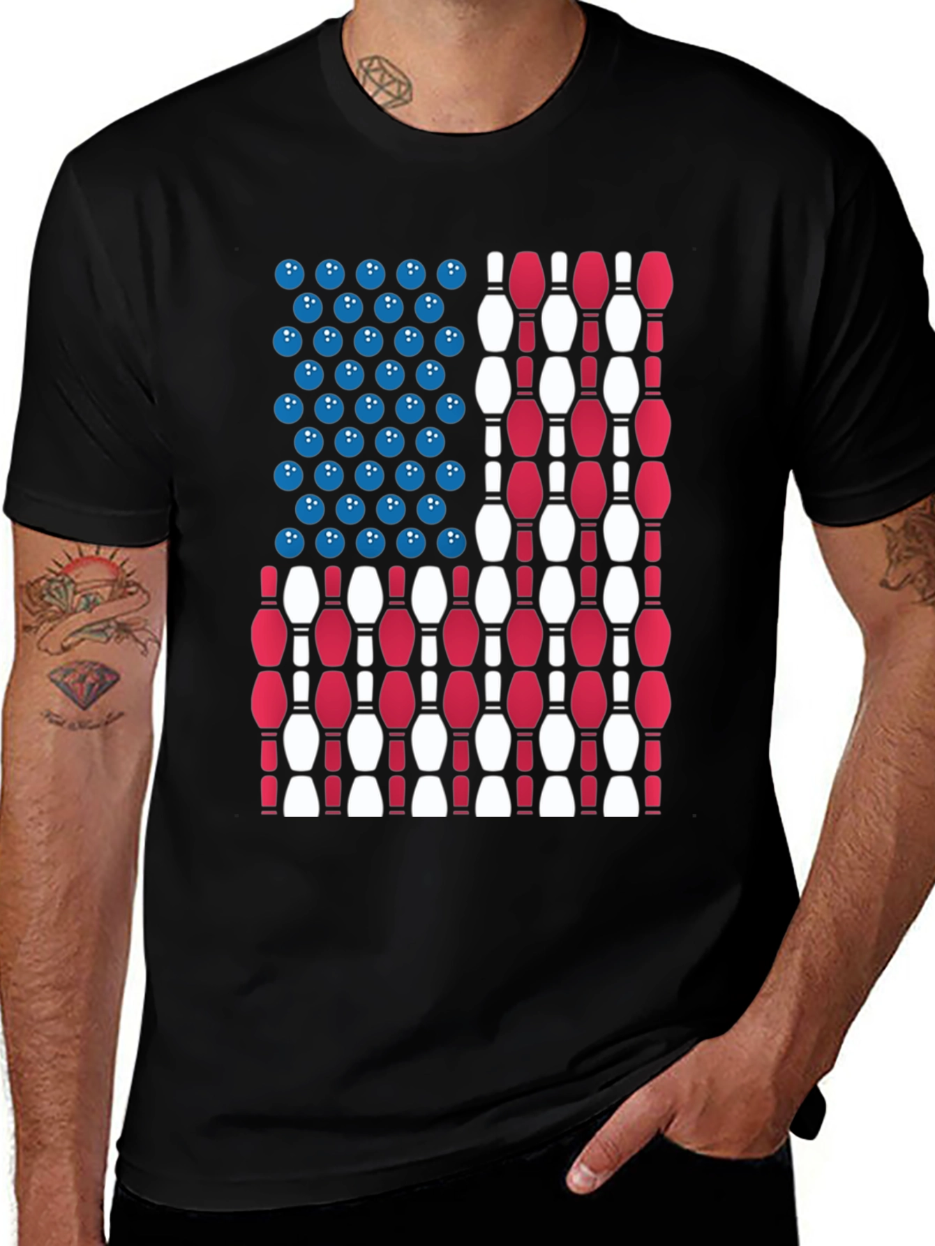 Bowling USA Flag T-Shirt Patriotic Apparel