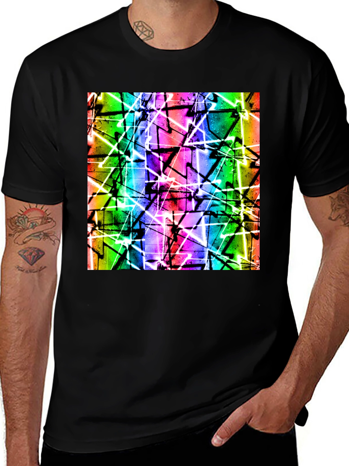Variant 9 of Geometric Art T-Shirt - Bold Rainbow Design