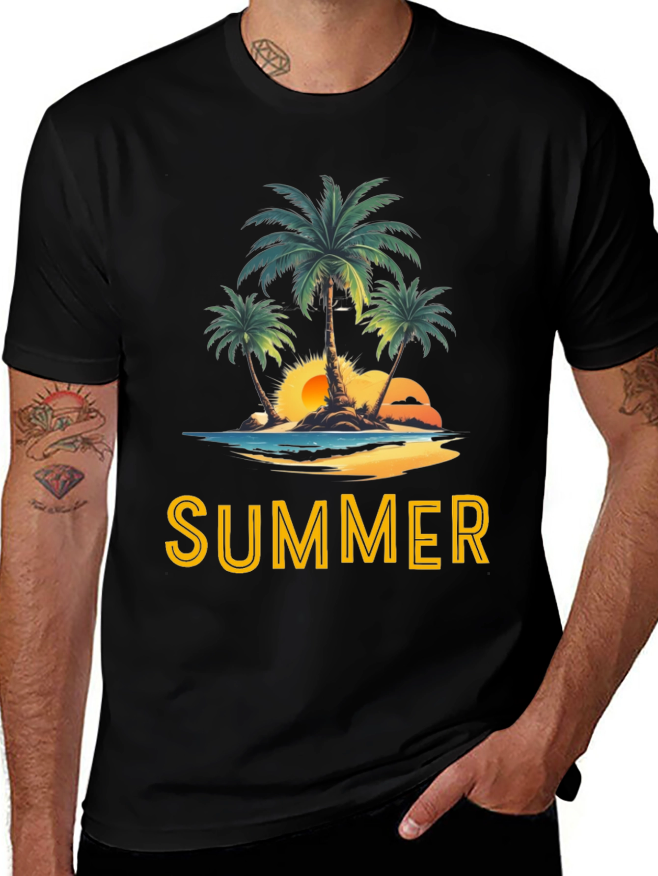 Variant 4 of Summer Beach Palm Tree Graphic T-Shirt