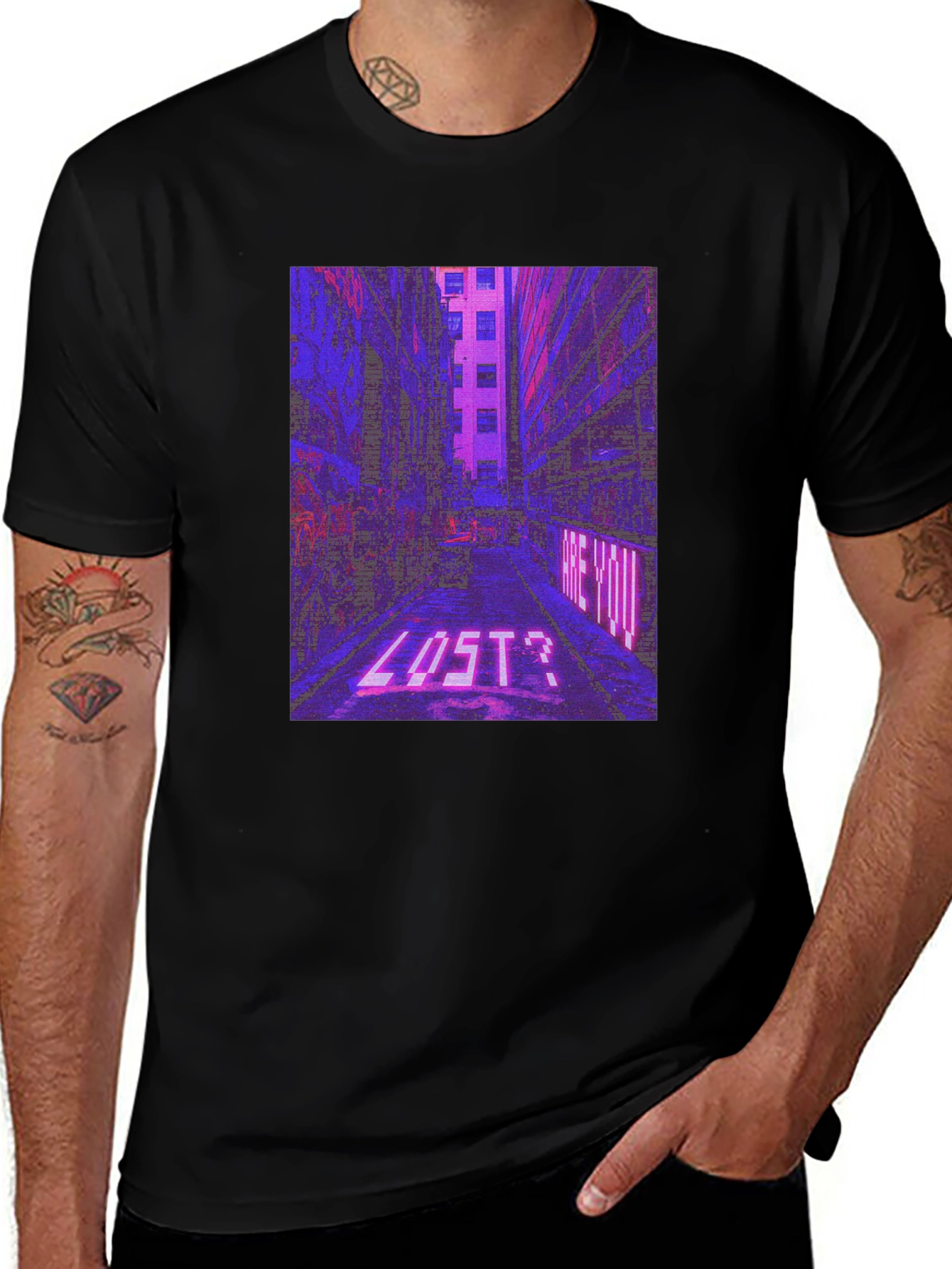 Variant 30 of Vaporwave Alleyway Graphic Tee - Lost?