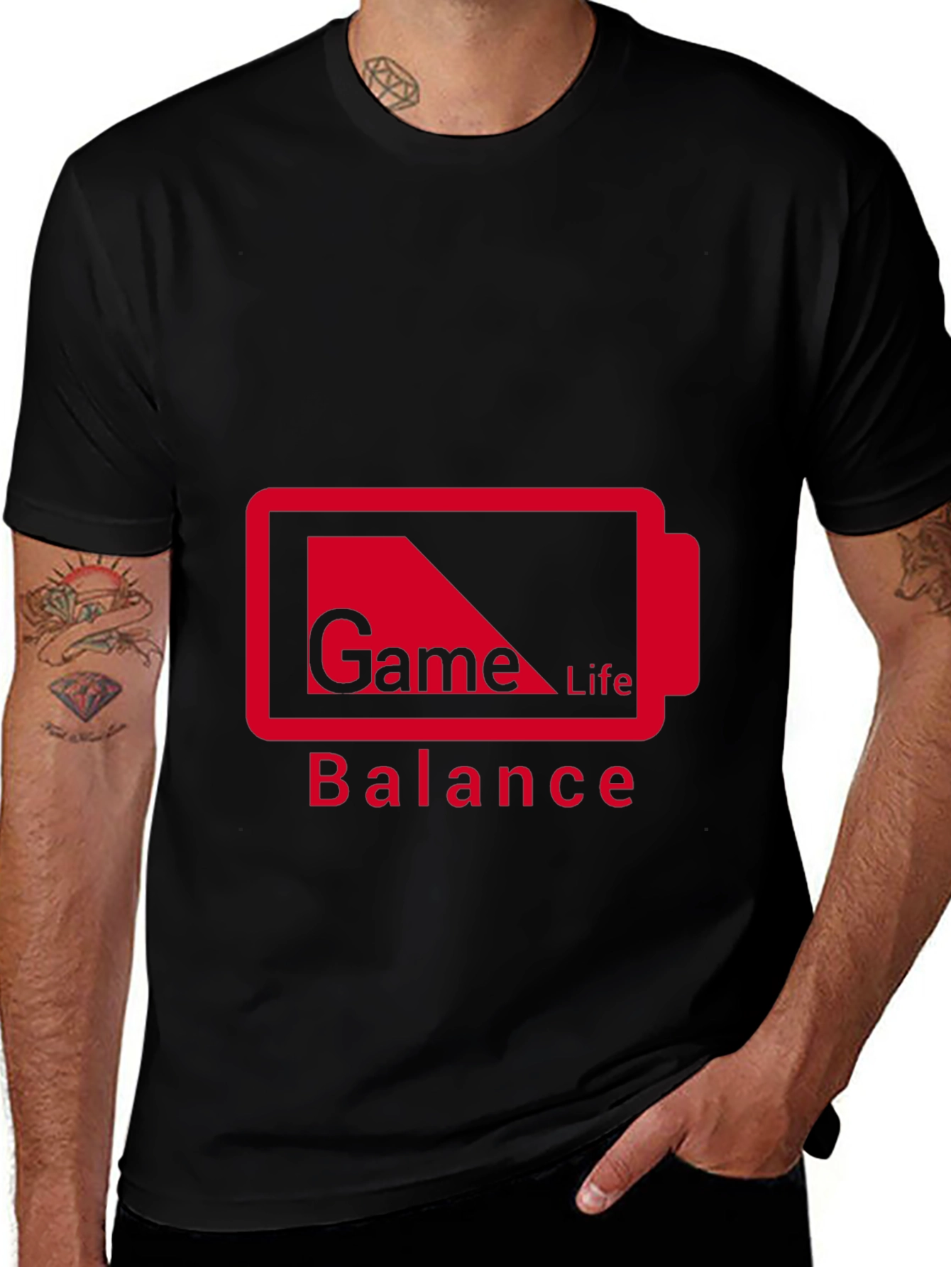 Variant 23 of Game Life Balance Low Battery Graphic Tee