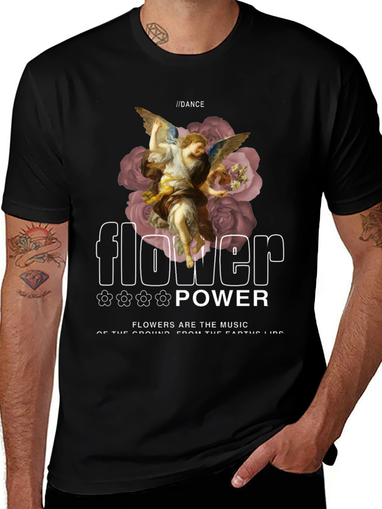 Variant 17 of Angel Flower Power Graphic Tee