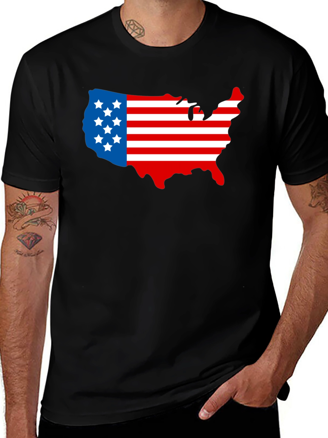 USA Flag Map Graphic Tee - Patriotic T-Shirt