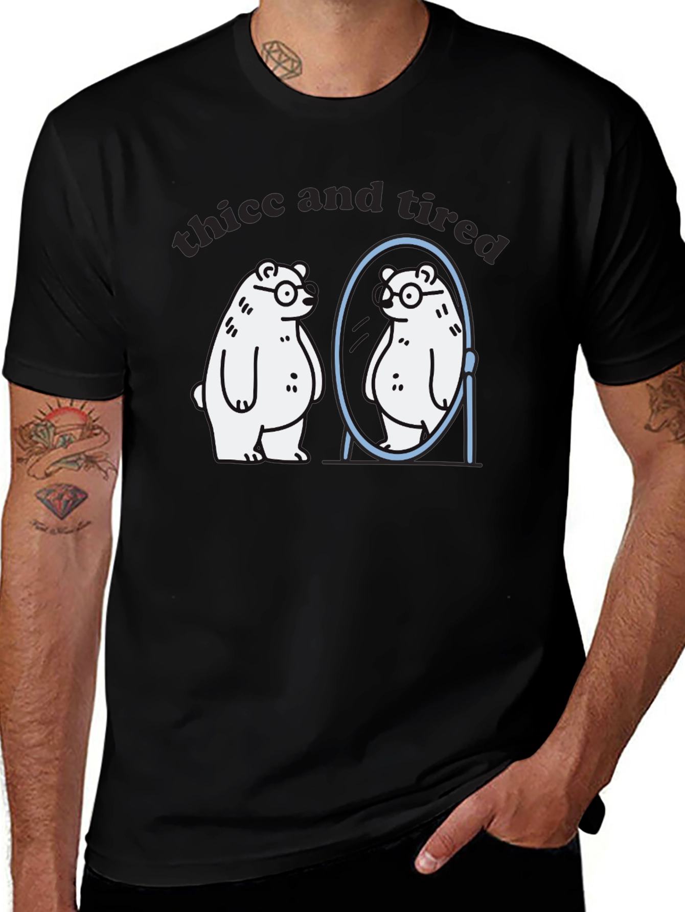 Variant 24 of Thicc and Tired Bear T-Shirt - Funny Graphic Tee