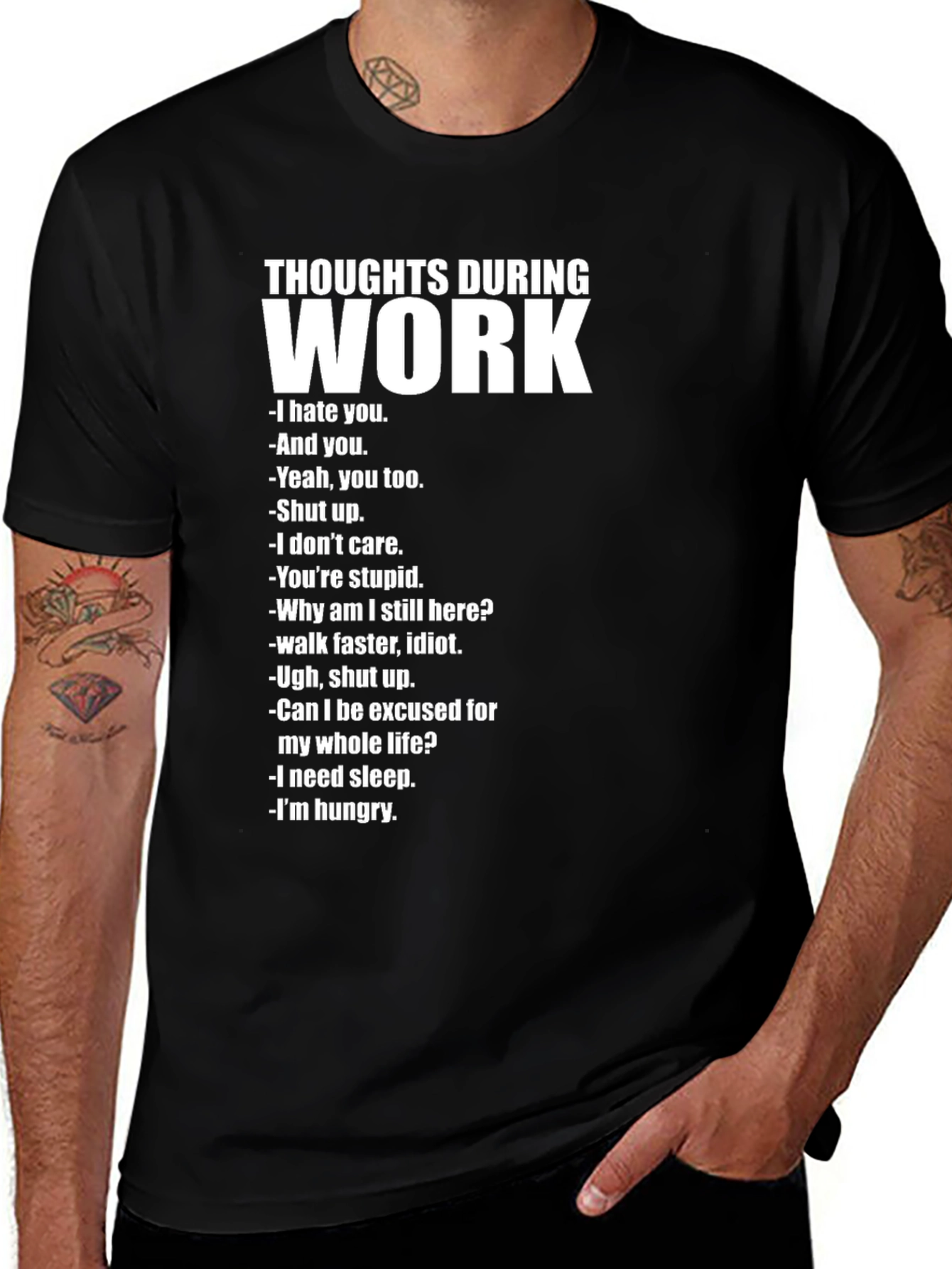 Variant 22 of Thoughts During Work T-Shirt - Funny Sarcastic Tee