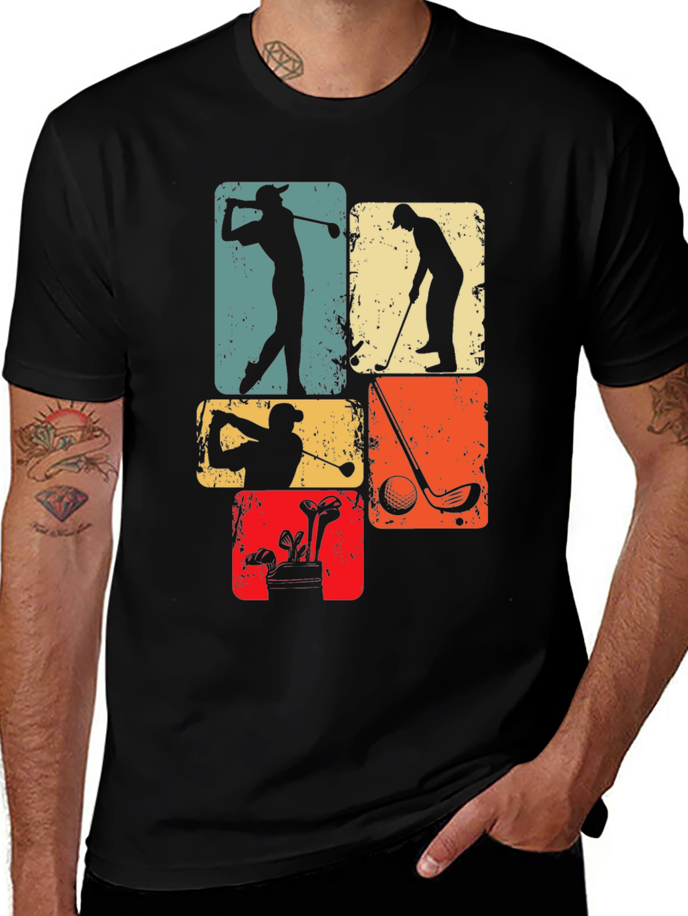 Vintage Golf T-Shirt - Golfer Silhouette Design