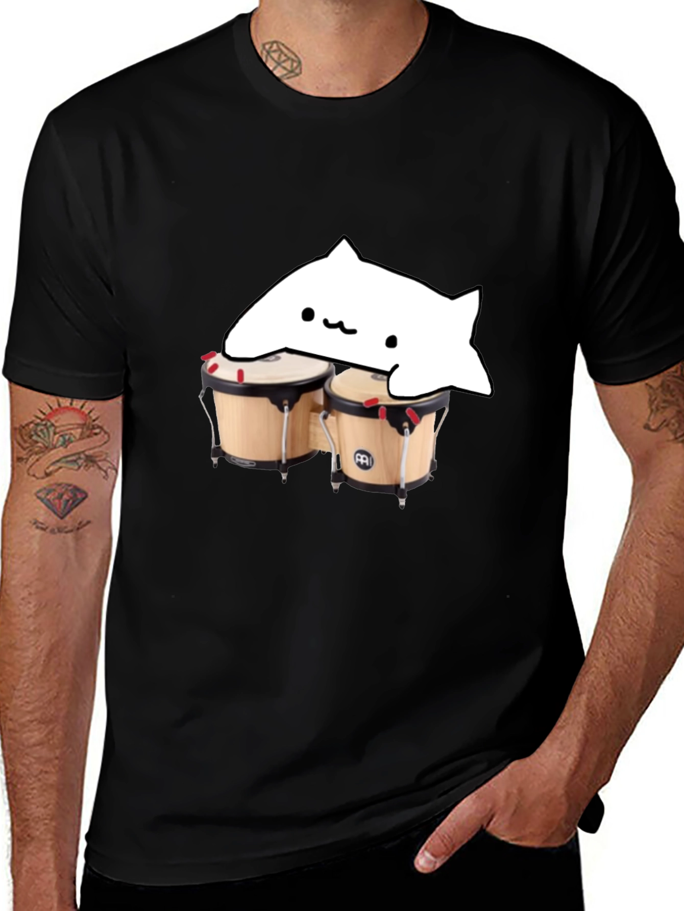 Bongo Cat T-Shirt - Humorous Drumming Kitten Tee