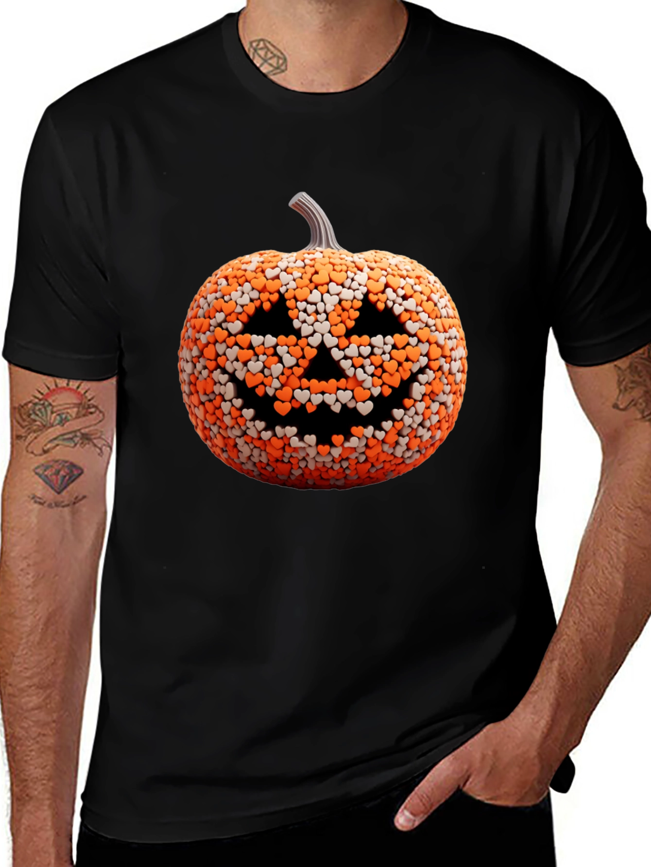 Heart Candy Pumpkin Graphic Tee - Halloween T-Shirt