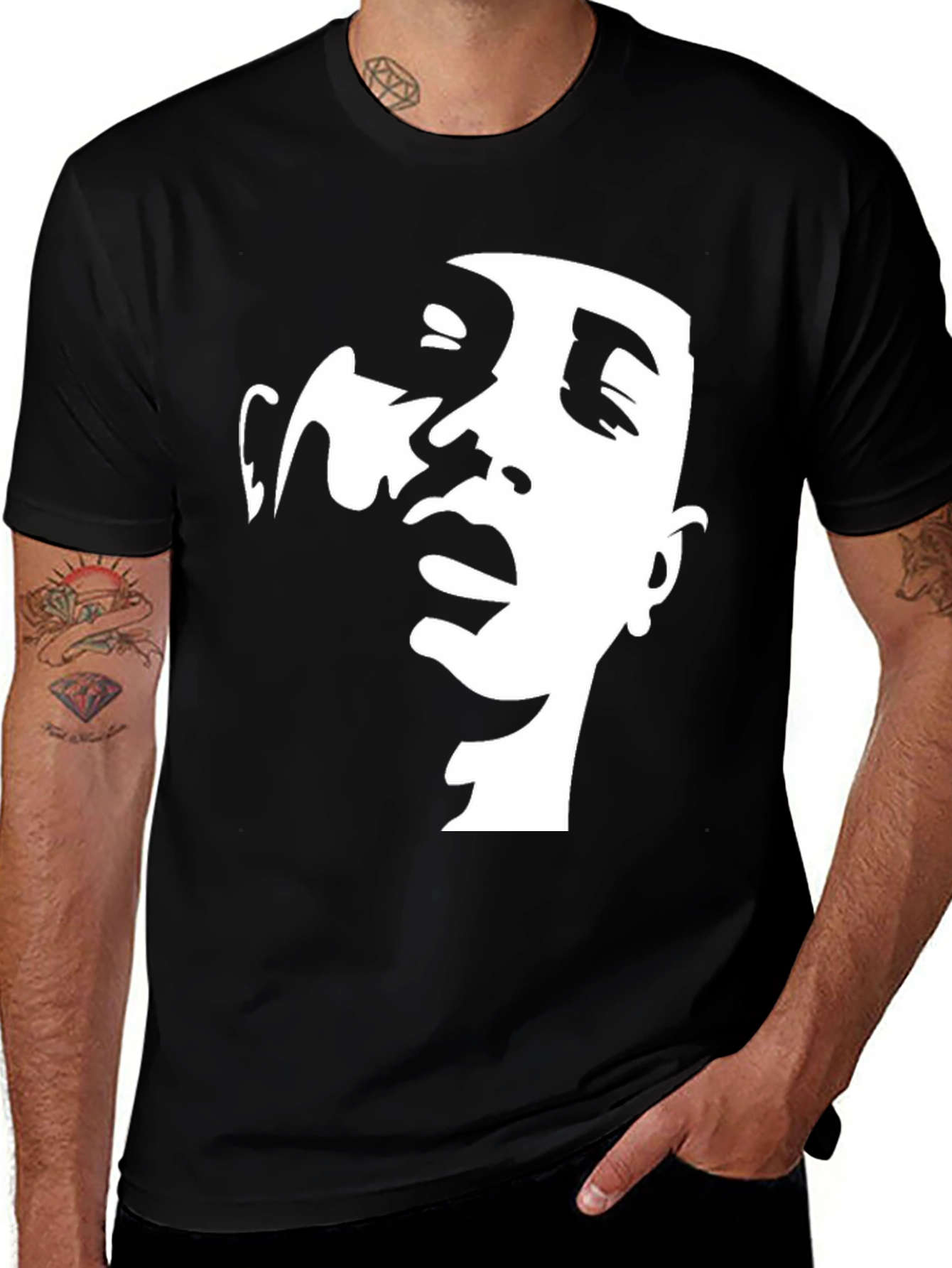 Variant 8 of Abstract Face Graphic Black T-Shirt