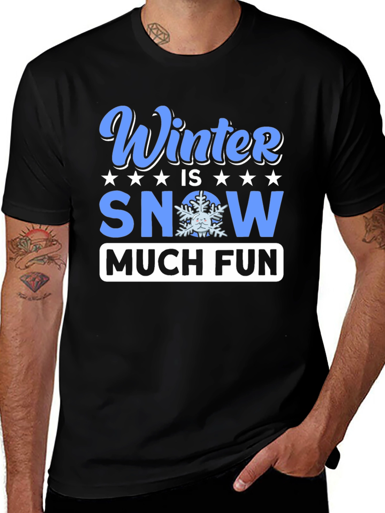 Variant 25 of Winter Snow Much Fun Black T-Shirt
