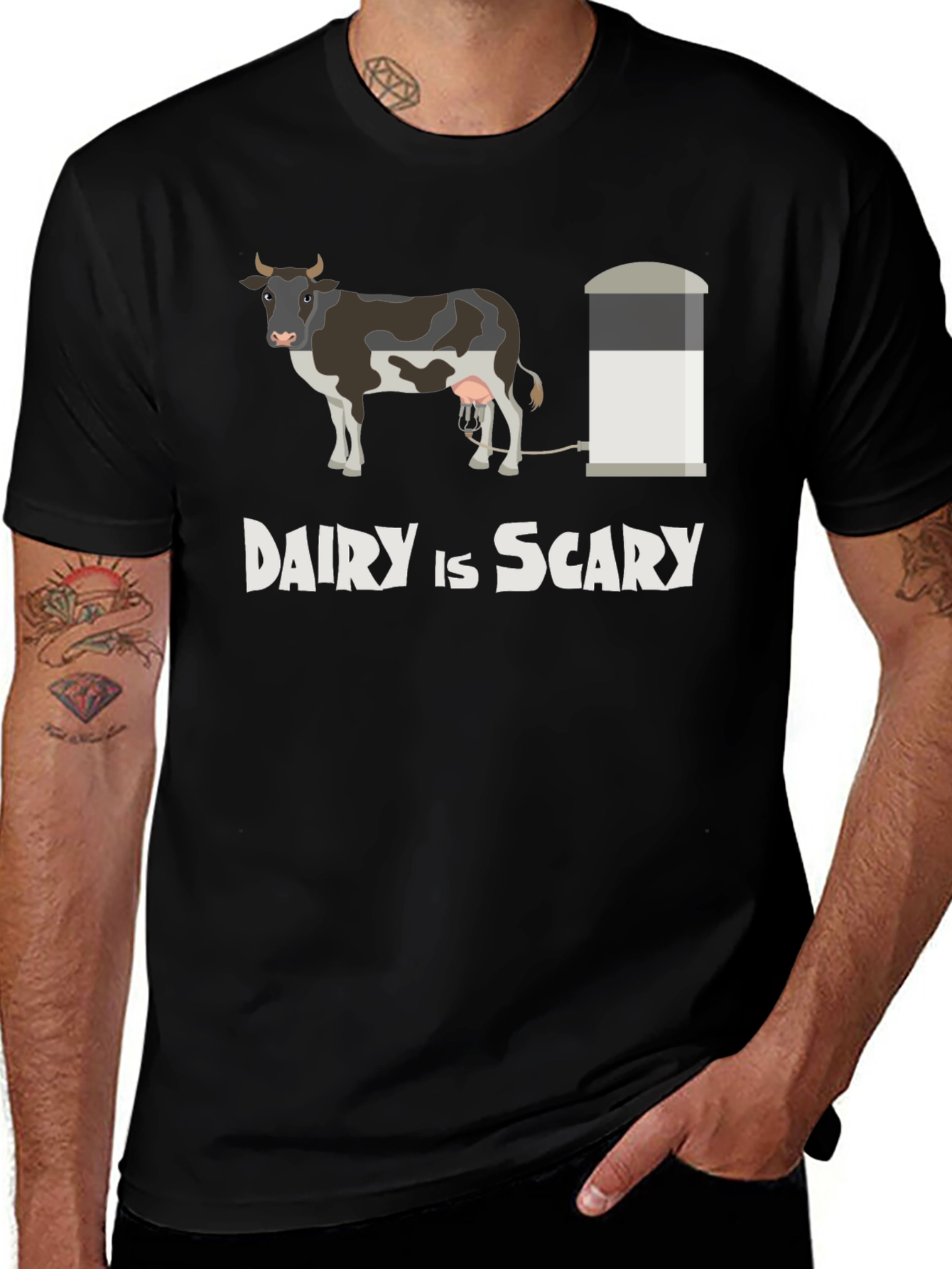 Variant 17 of Dairy is Scary T-Shirt - Vegan Graphic Tee