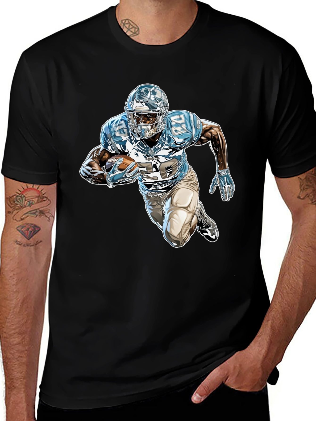 Variant 25 of Football Player Graphic Black Tee