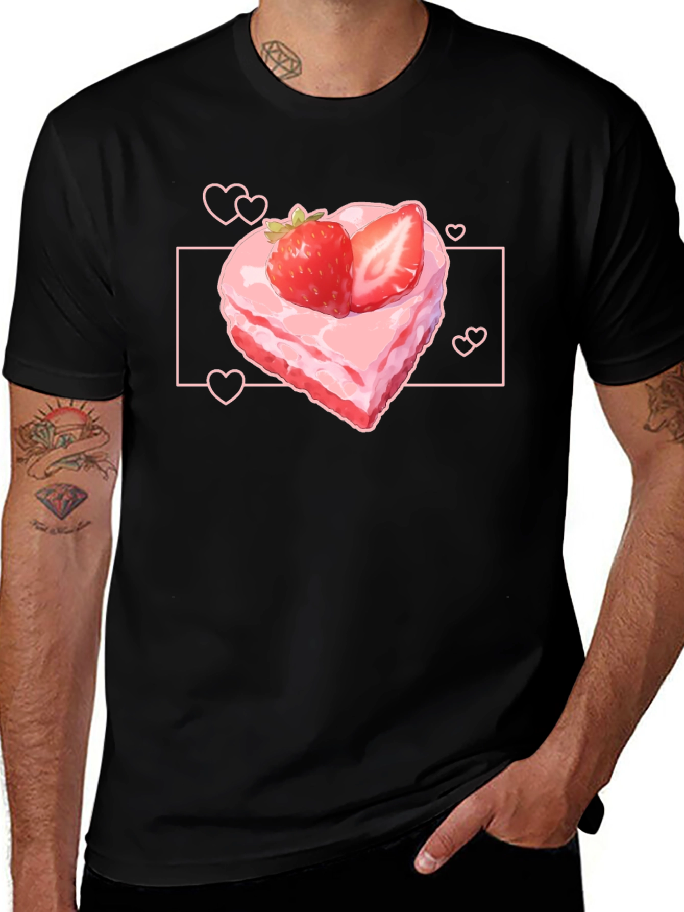 Strawberry Heart Cake T-Shirt - Sweet Valentine's Day Tee