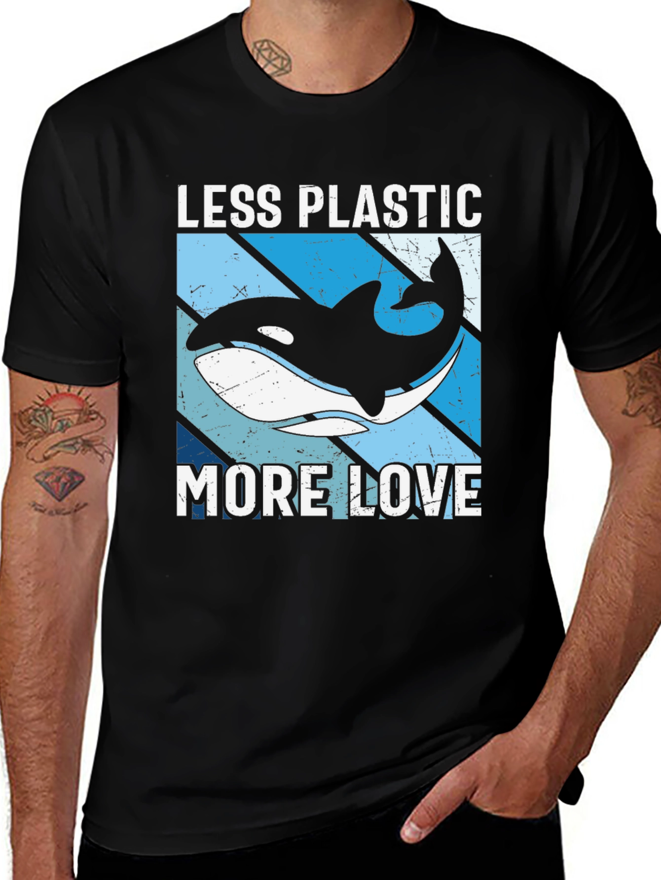 Less Plastic More Love Orca Whale Graphic Tee