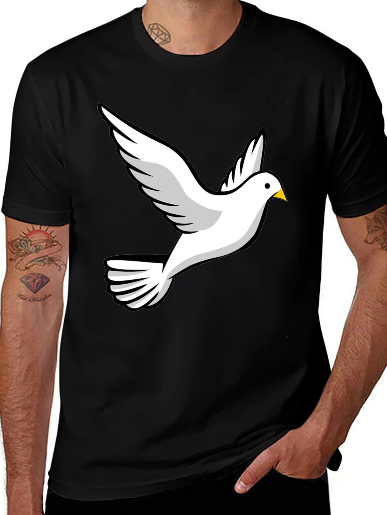 Variant 24 of Dove Graphic Black T-Shirt - Symbol of Peace