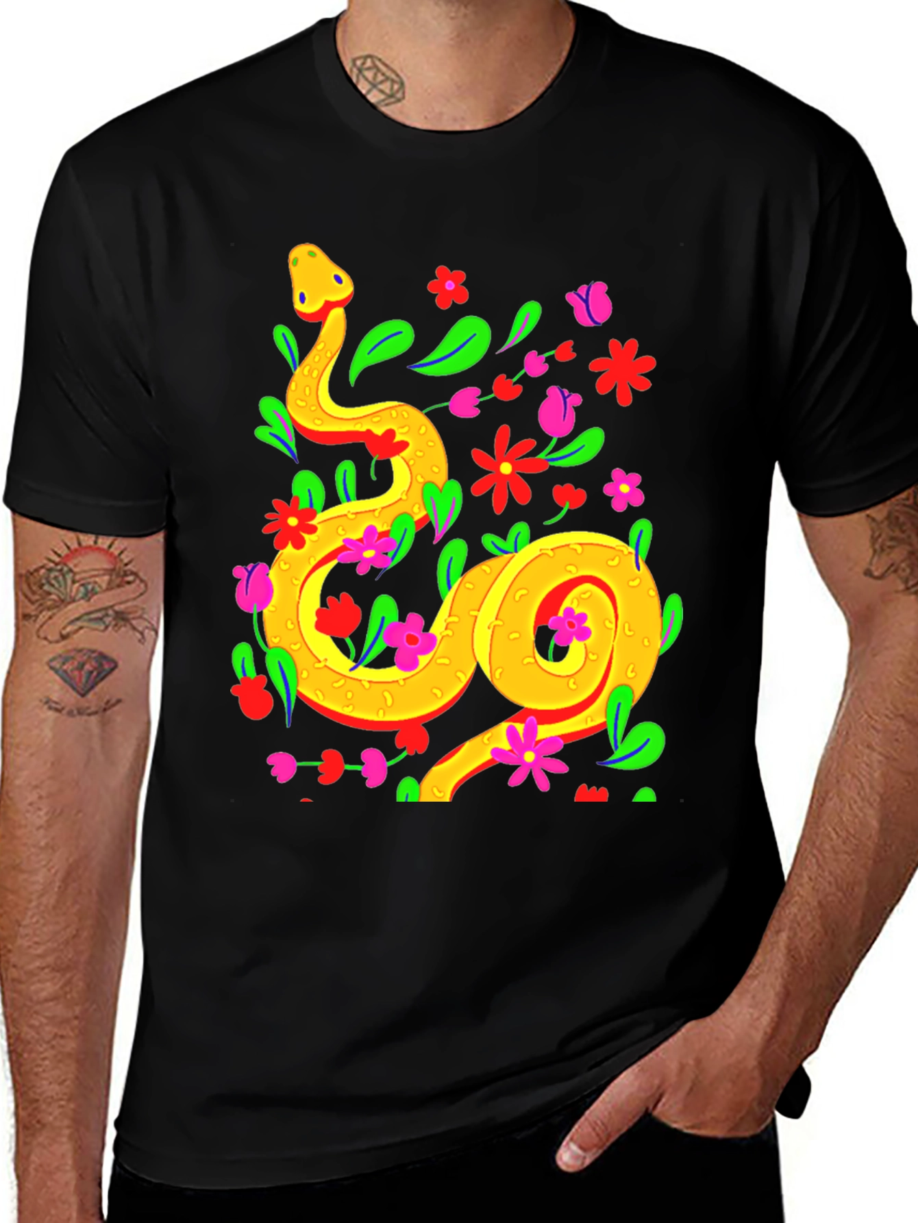 Variant 21 of Floral Snake Graphic Tee - Stylish & Unique