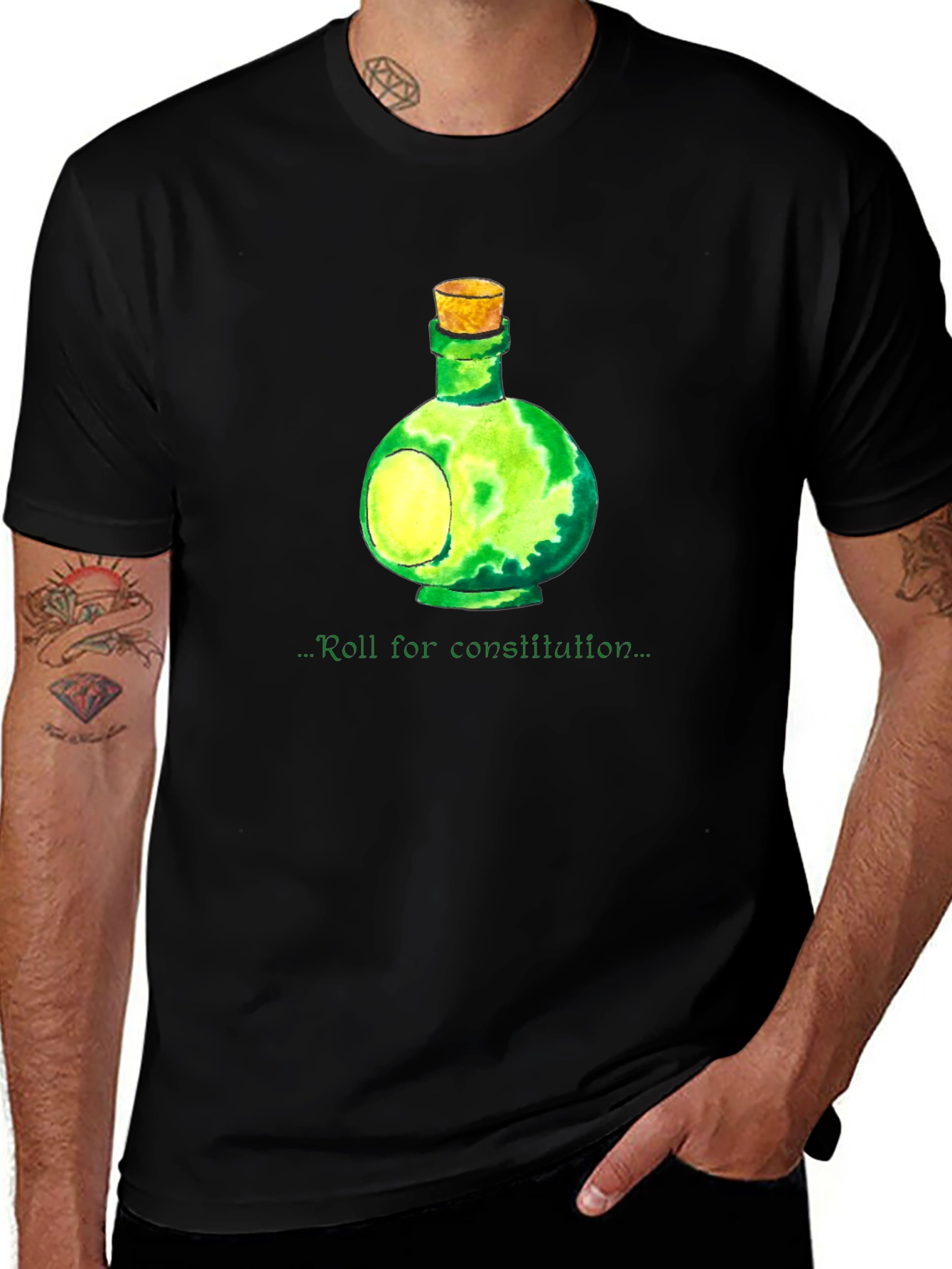 Potion Bottle Graphic Tee - Roll for Constitution