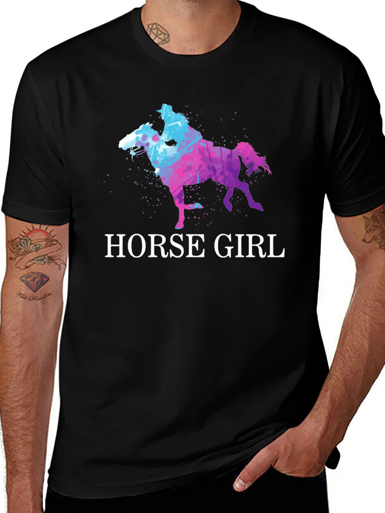 Horse Girl Watercolor Graphic T-Shirt